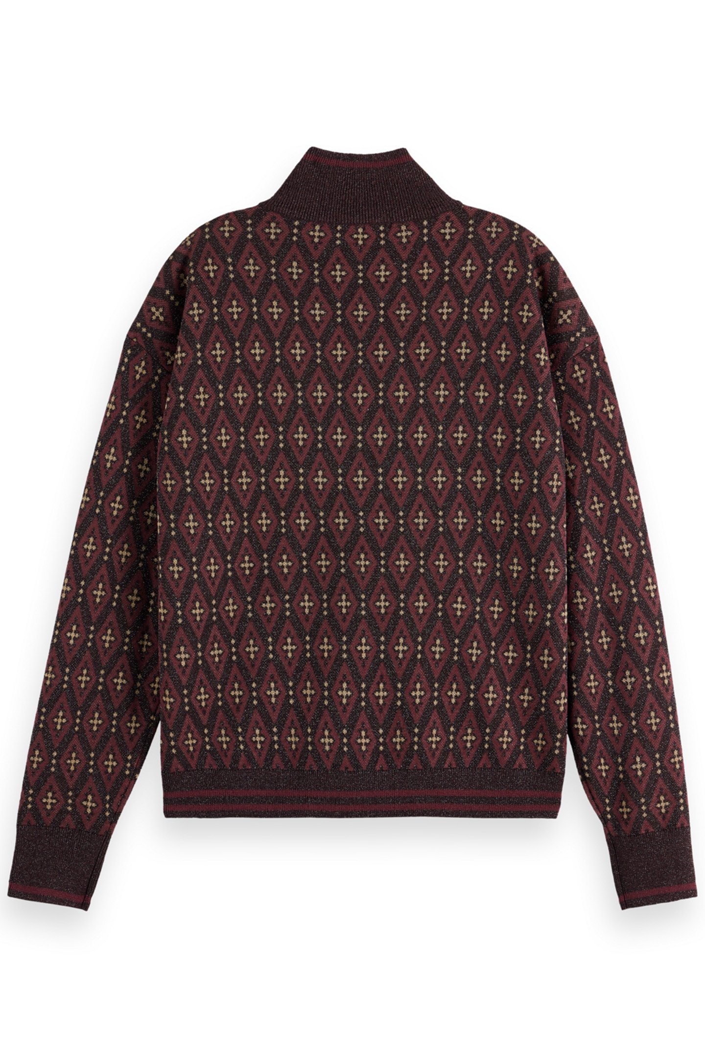 JACQUARD KNITTED ZIP-THROUGH JACKET DARK BORDEAUX 2