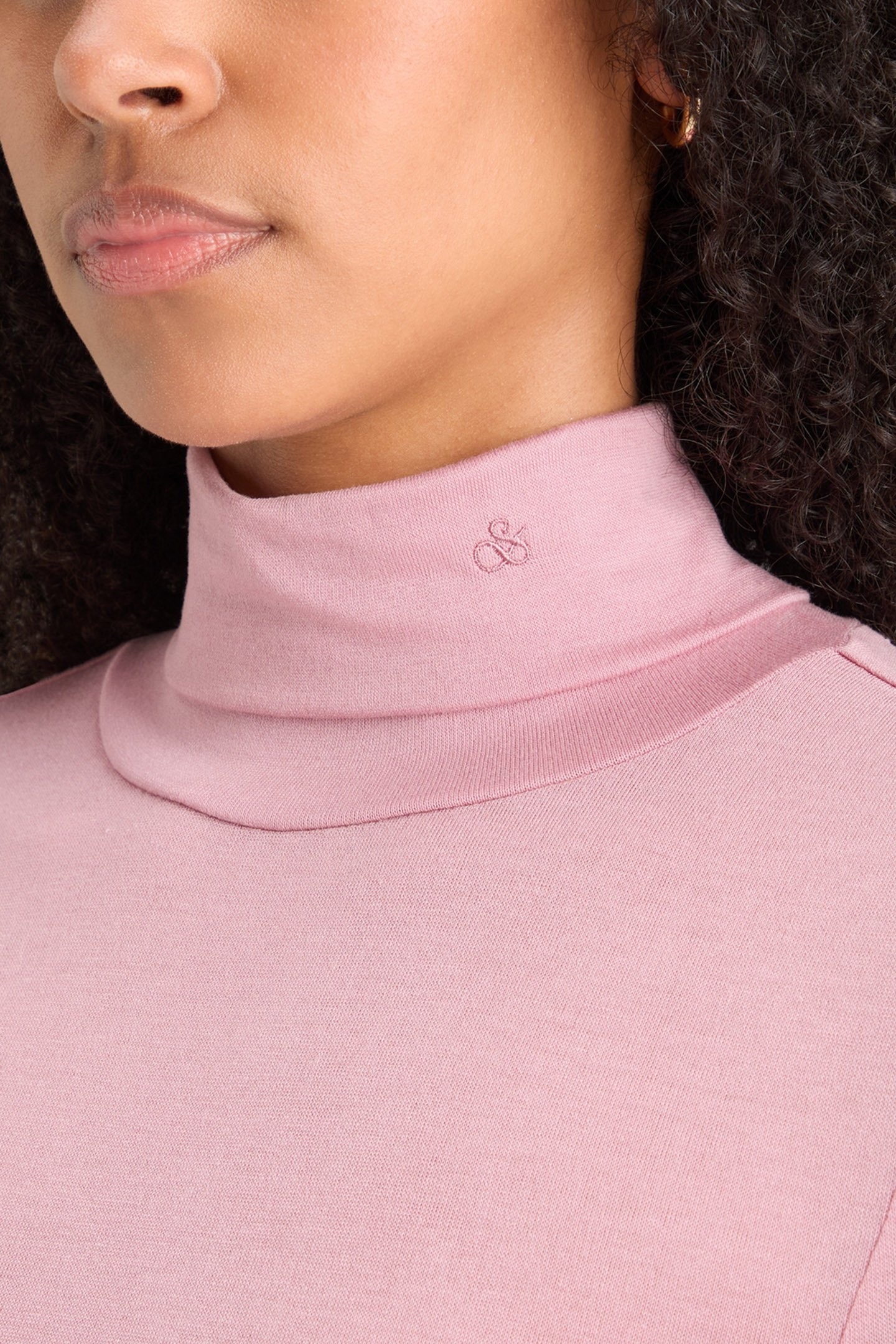 ROLL UP NECK LONG SLEEVE T-SHIRT CADILLAC PINK 7