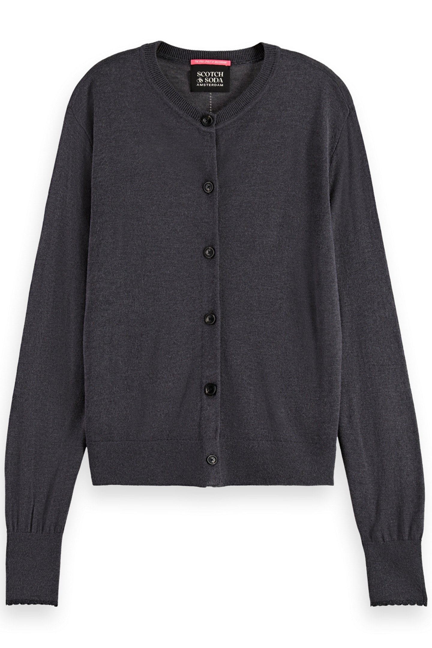 CREW NECK RELAXED CARDIGAN CHARCOAL MELANGE 1