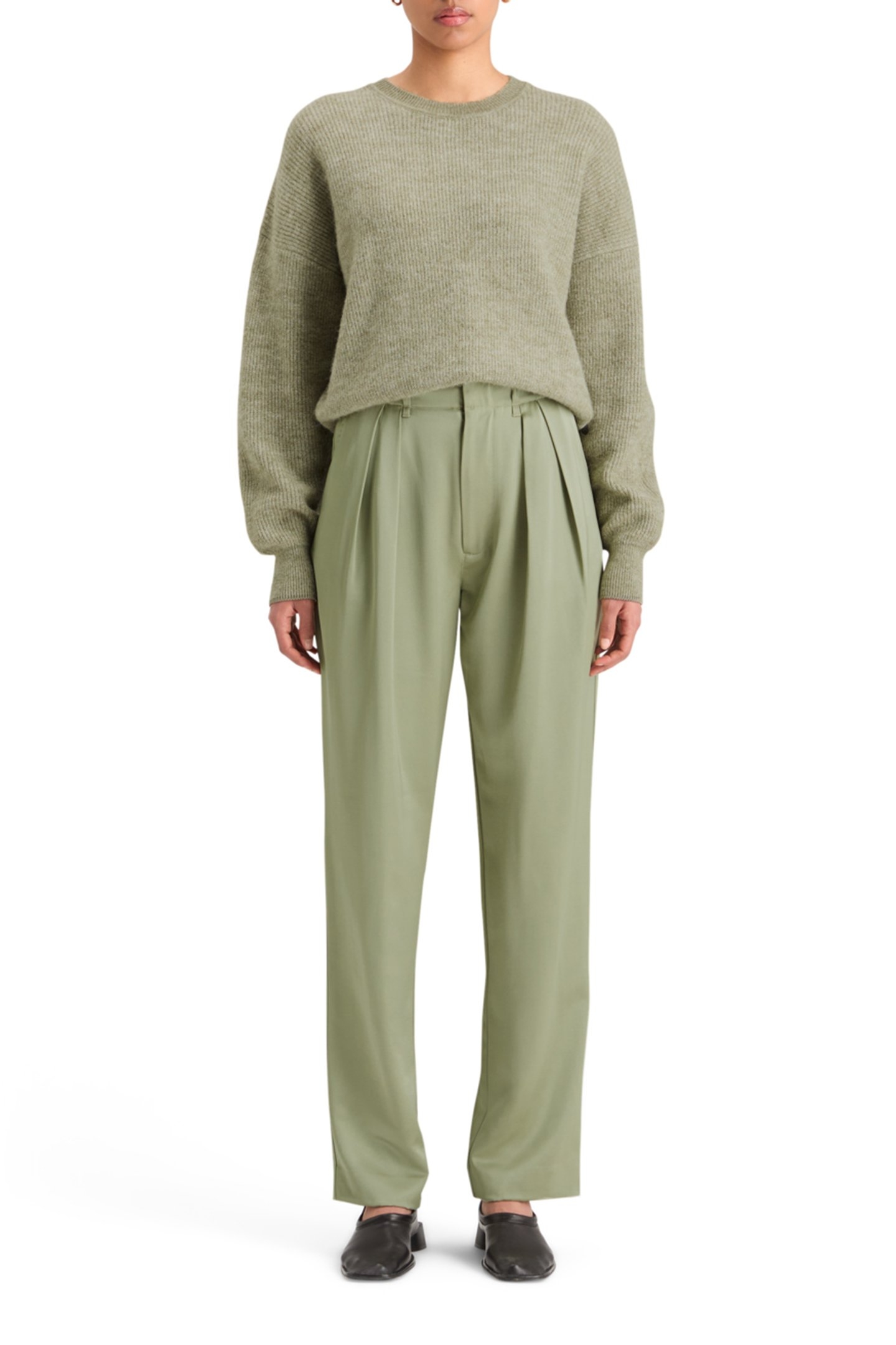 FUZZY CREW NECK PULLOVER WASHED SAGE MELANGE 3