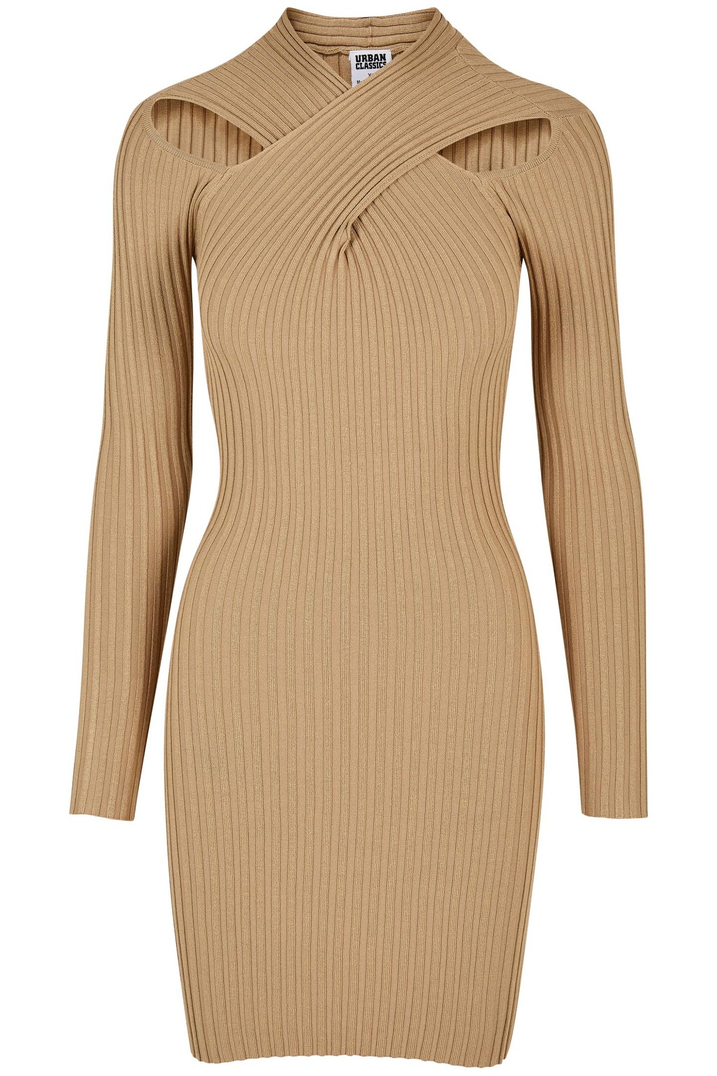 LADIES CROSSED RIB KNIT DRESS UNIONBEIGE 1