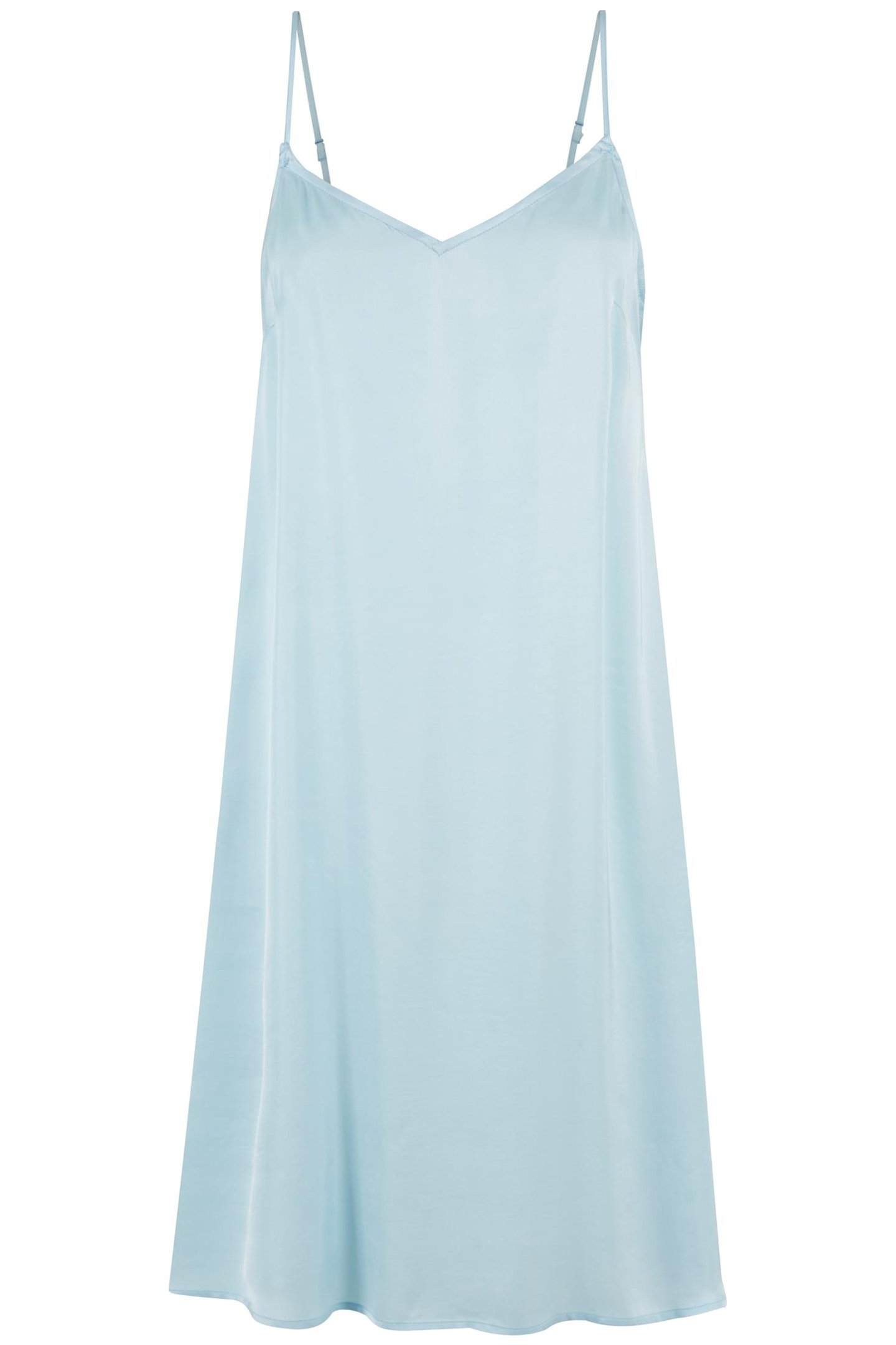 LADIES VISCOSE SATIN SLIP DRESS OCEANBLUE 1
