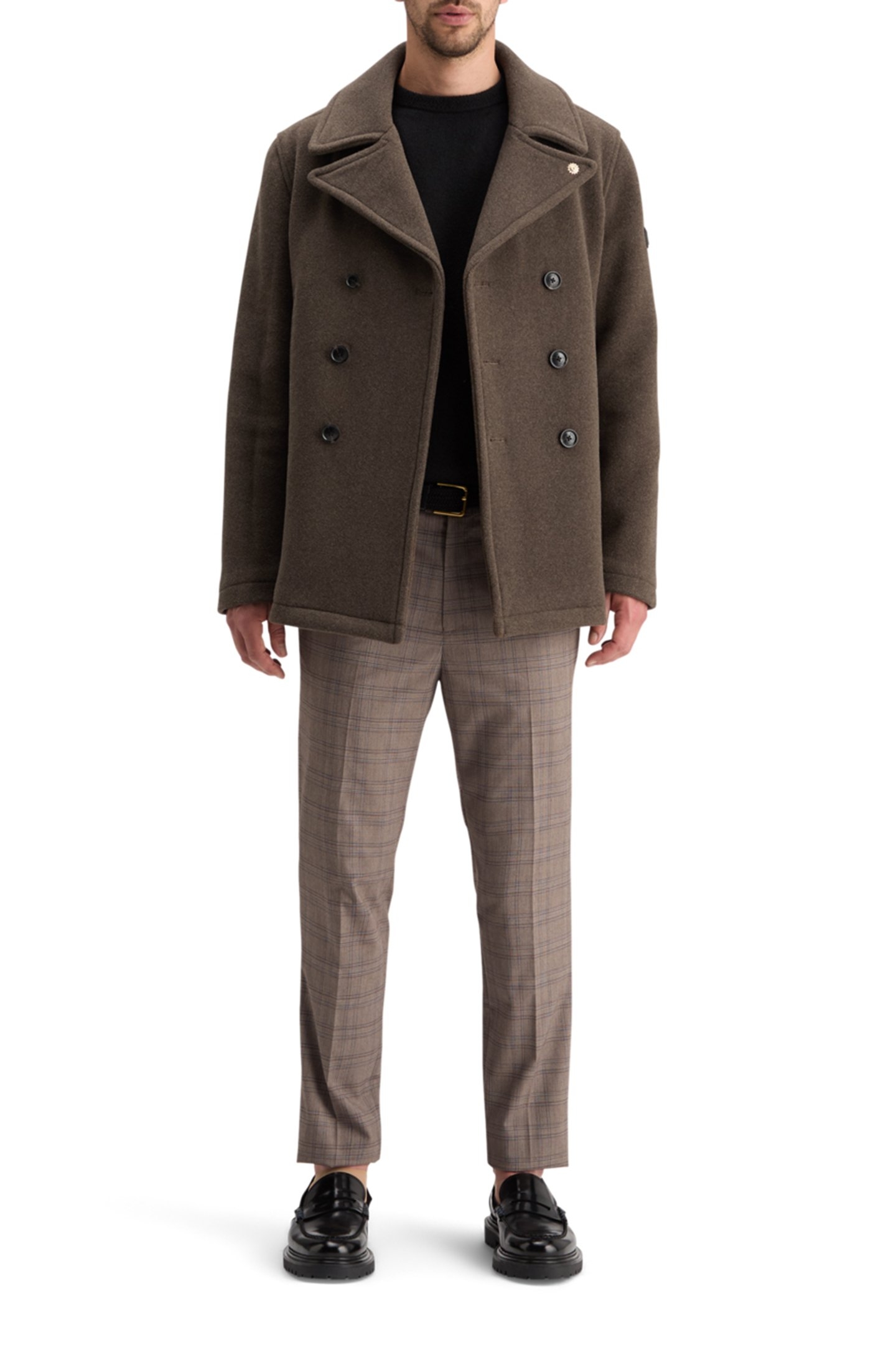 WOOL BLEND PEACOAT COFFEE 3