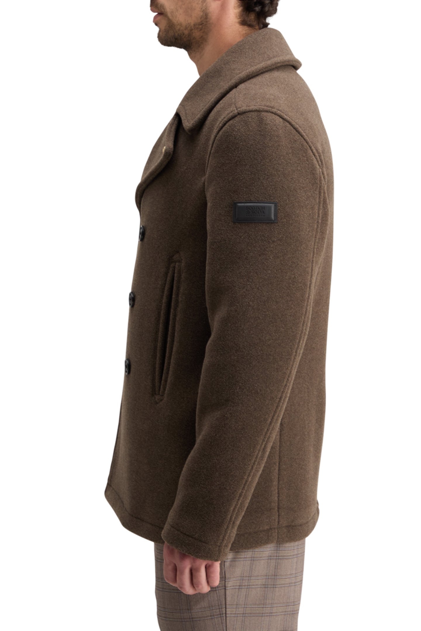 WOOL BLEND PEACOAT COFFEE 6