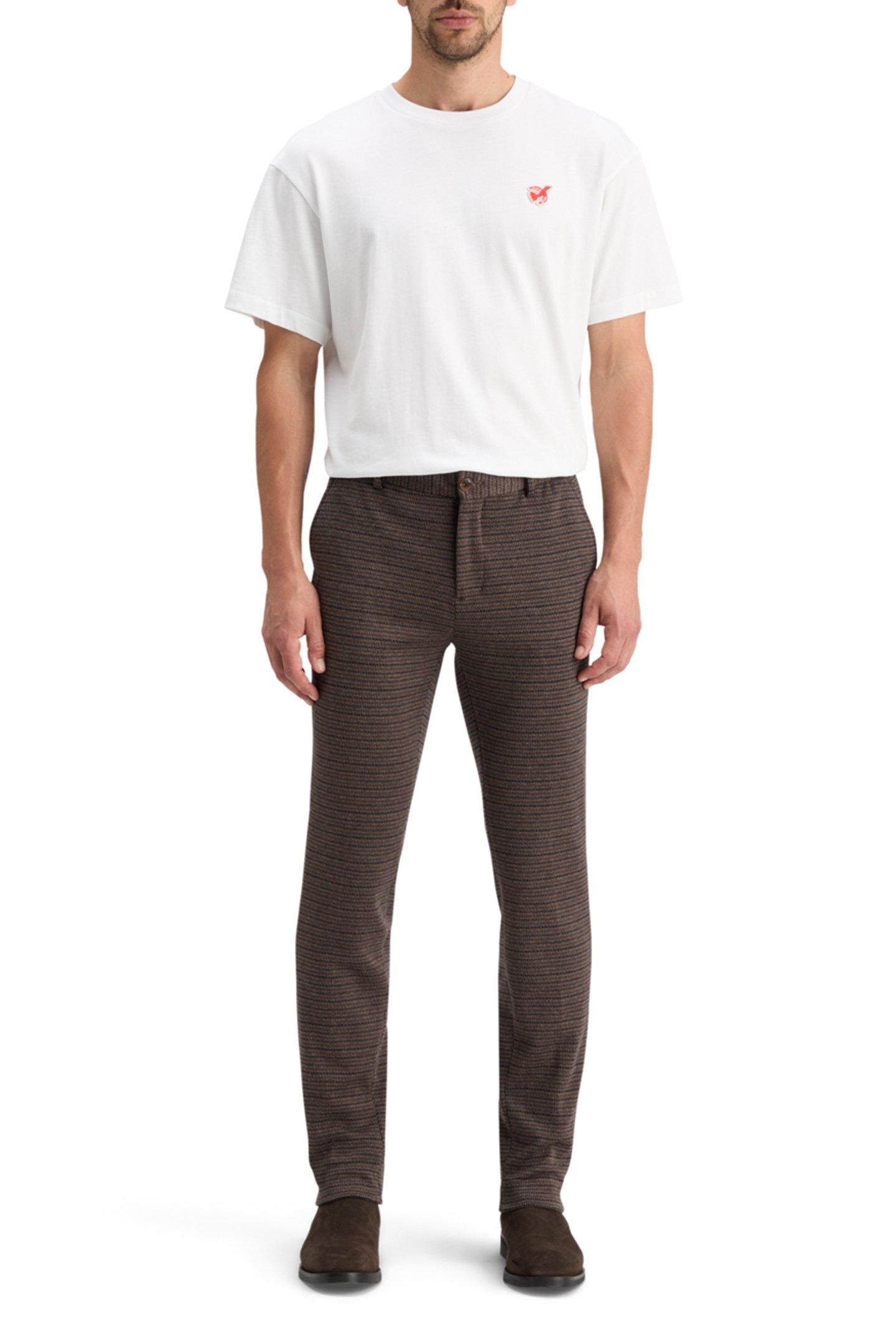 MOTT - KNITTED SLIM FIT CHINO NIGHT BROWN MINI CHECK 3