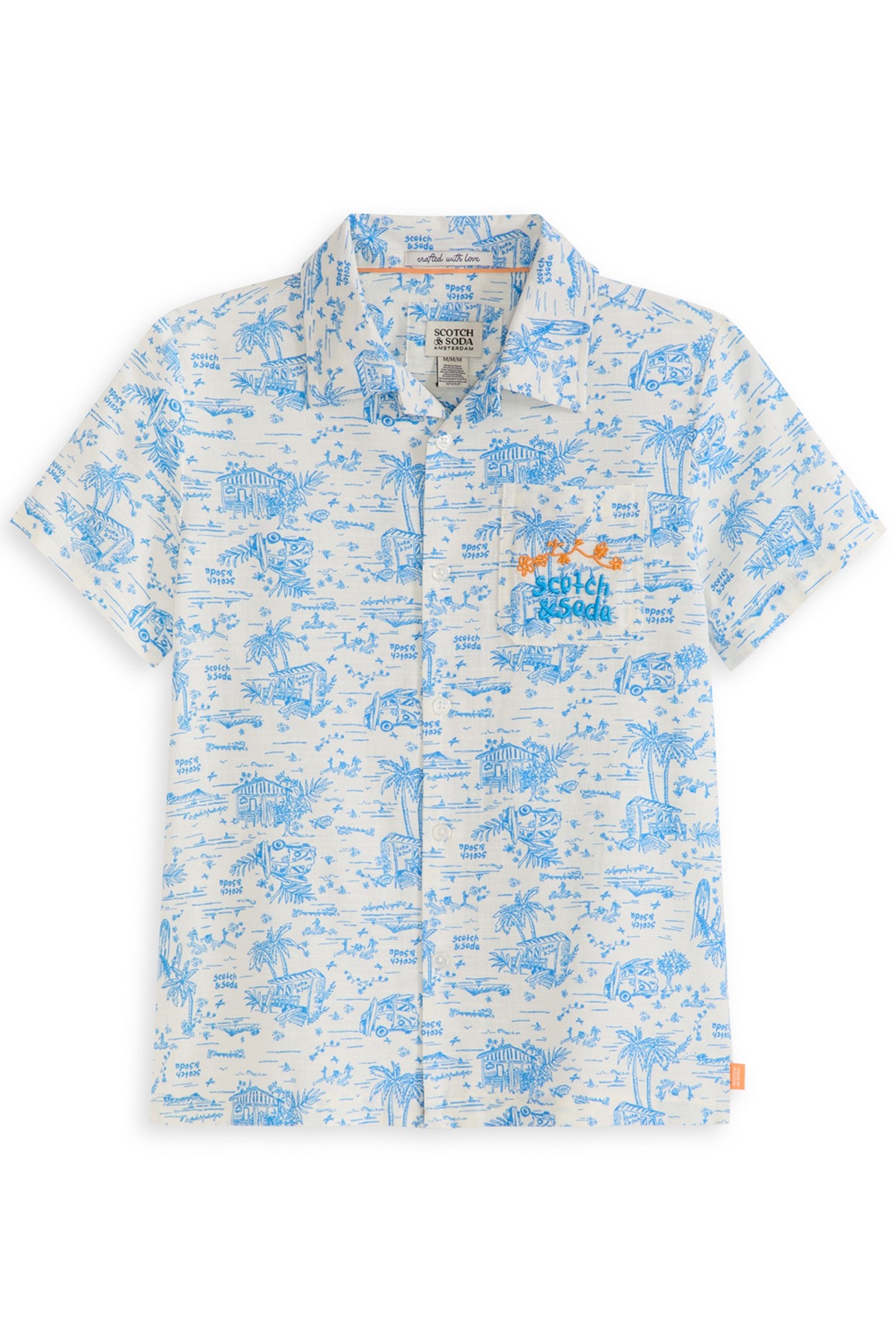 BOYS S&S PRINTED CAMP SHIRT NATURAL 1