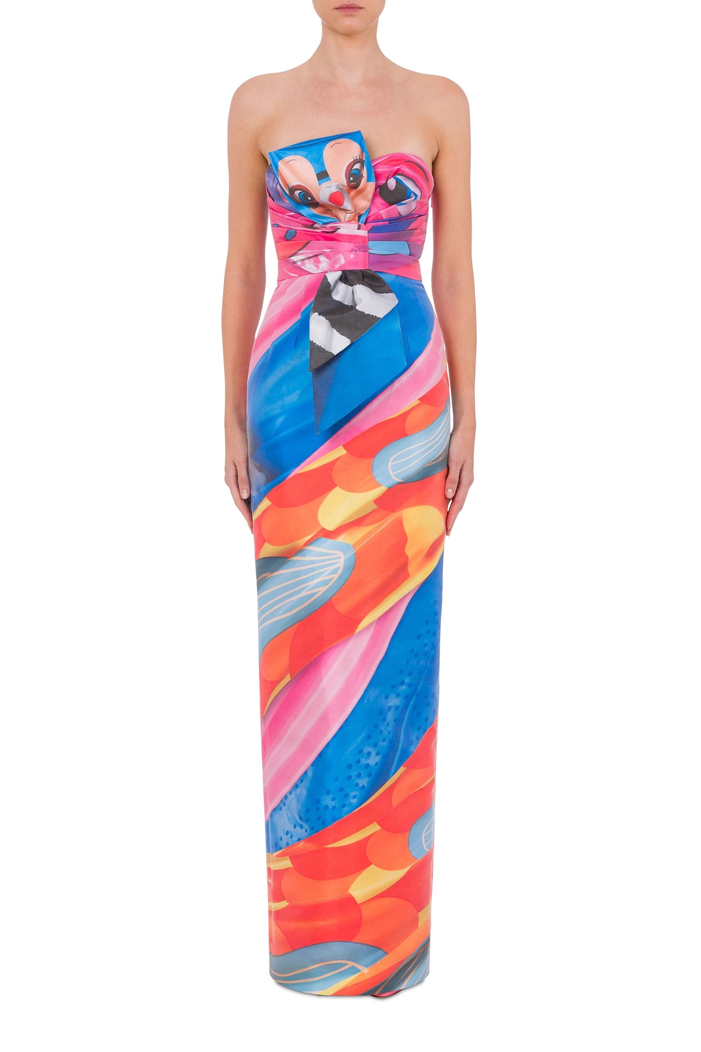 INFLATABLE ANIMALS SHANTUNG BUSTIER DRESS MULTICOLOUR 1