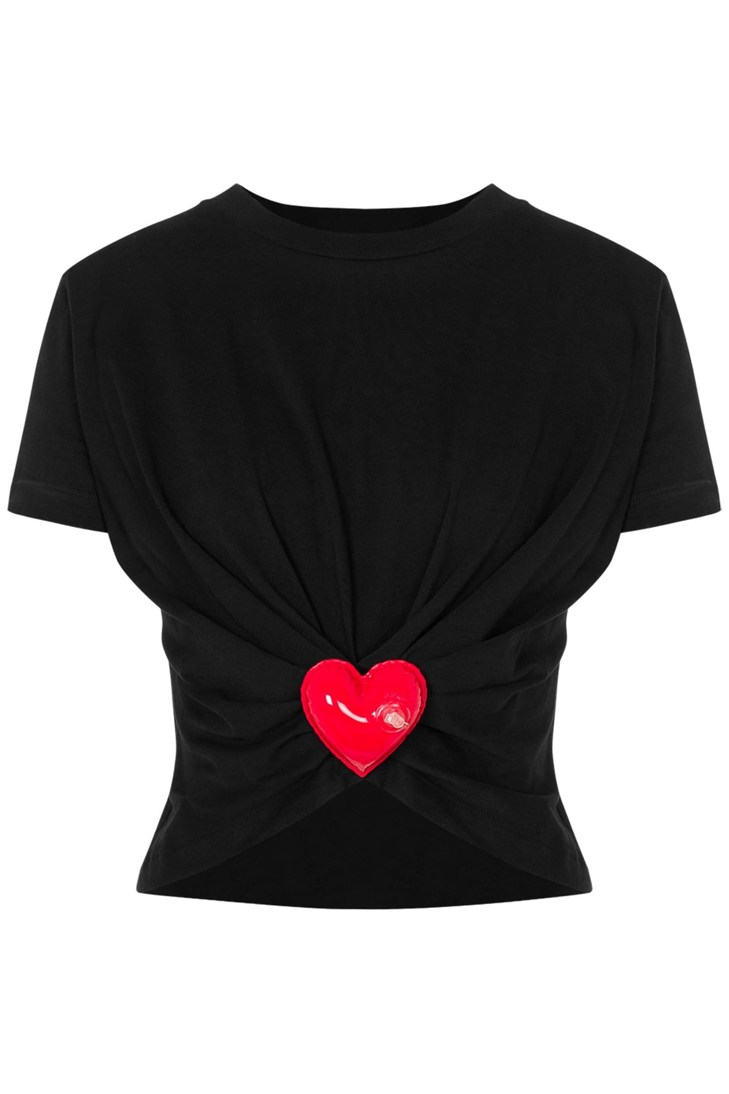 INFLATABLE HEART ORGANIC JERSEY CROPPED T-SHIRT BLACK 3