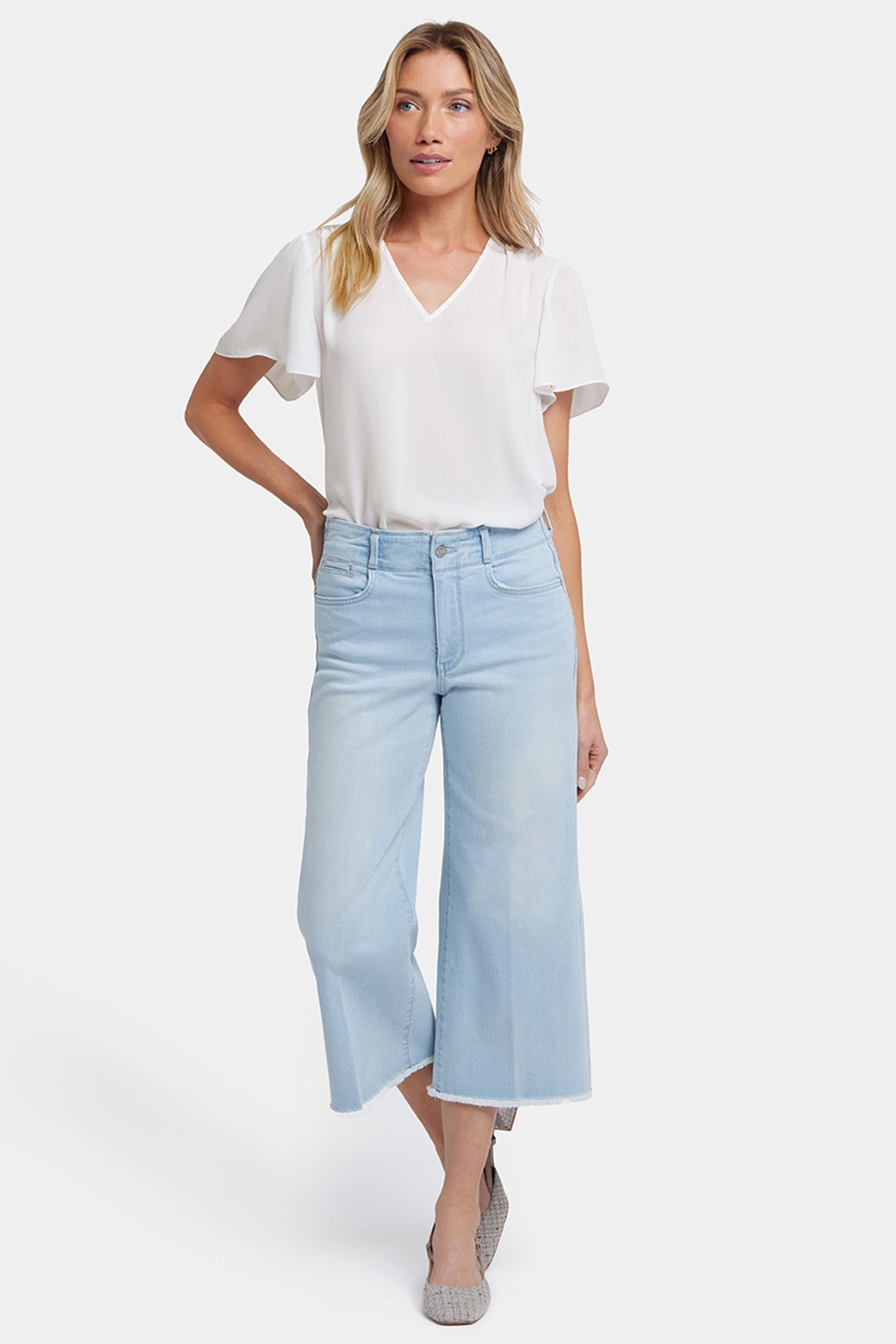 BRIGITTE WIDE LEG CAPRI CLEAR WATER 1
