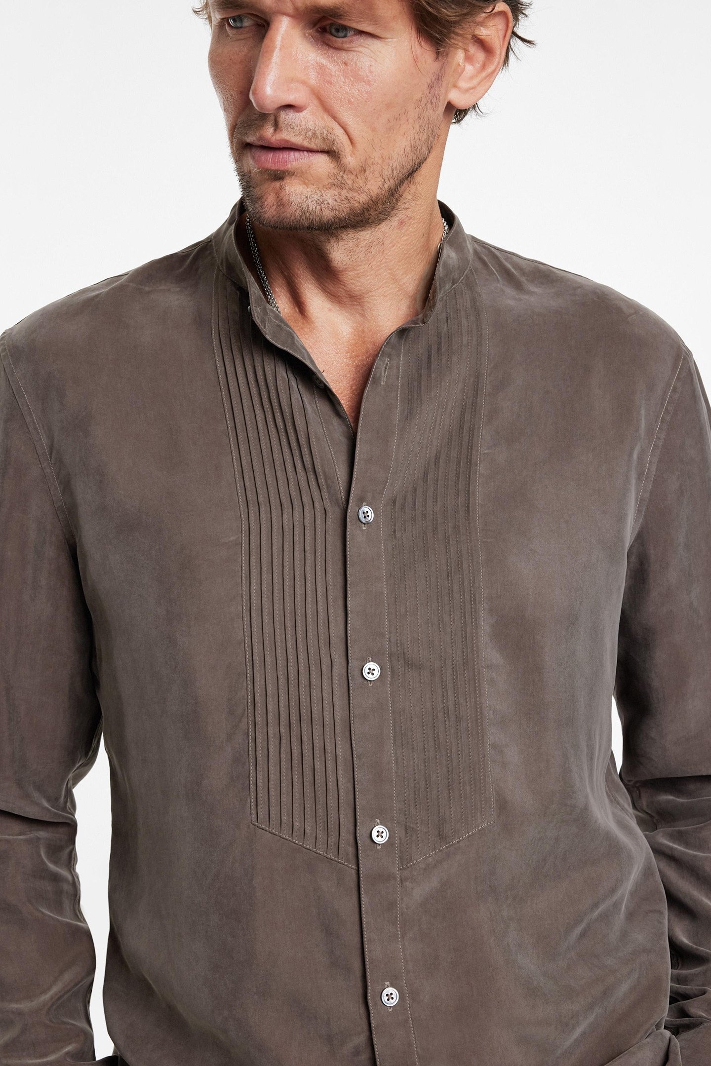 HANOVER SHIRT - SLIM FIT SHIRT WITH BAND OLD BARK 3