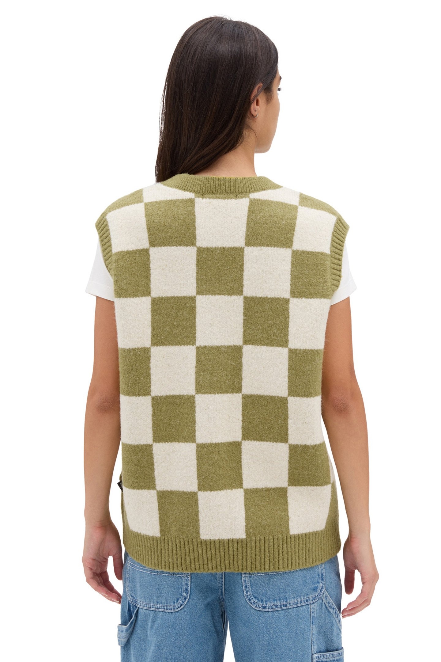 COURTYARD CHECKER SWEATER VEST GREEN OLIVE 2