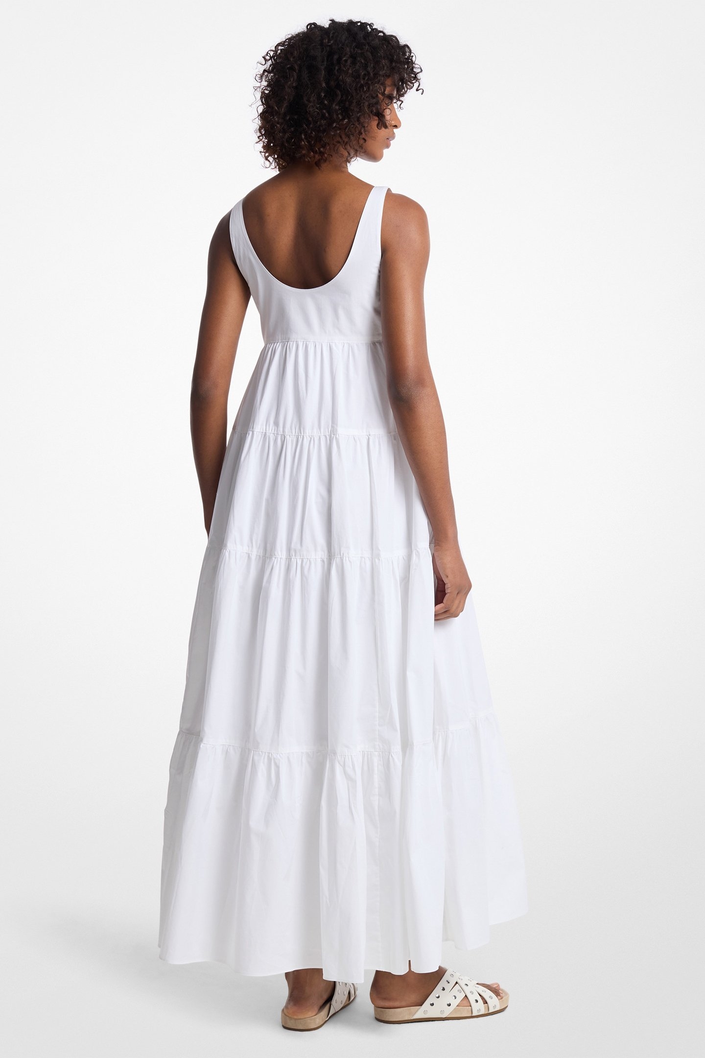 SCOOP NECK TIER DRESS IN WHITE 2