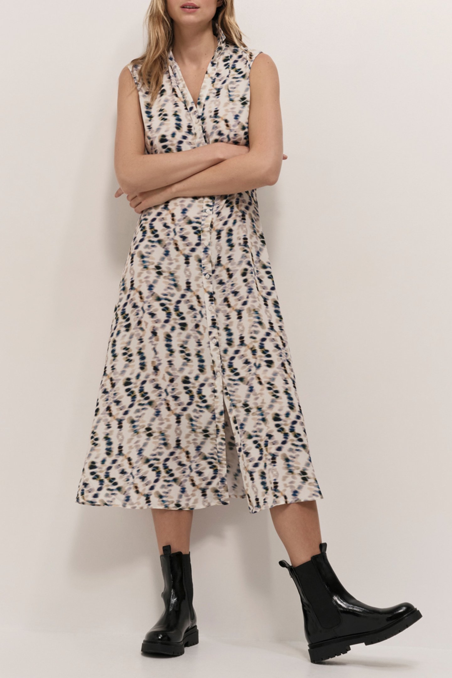 ROXY - OFF WHITE LONG SHIRT DRESS WITH PEARL TREASURE PRINT 4