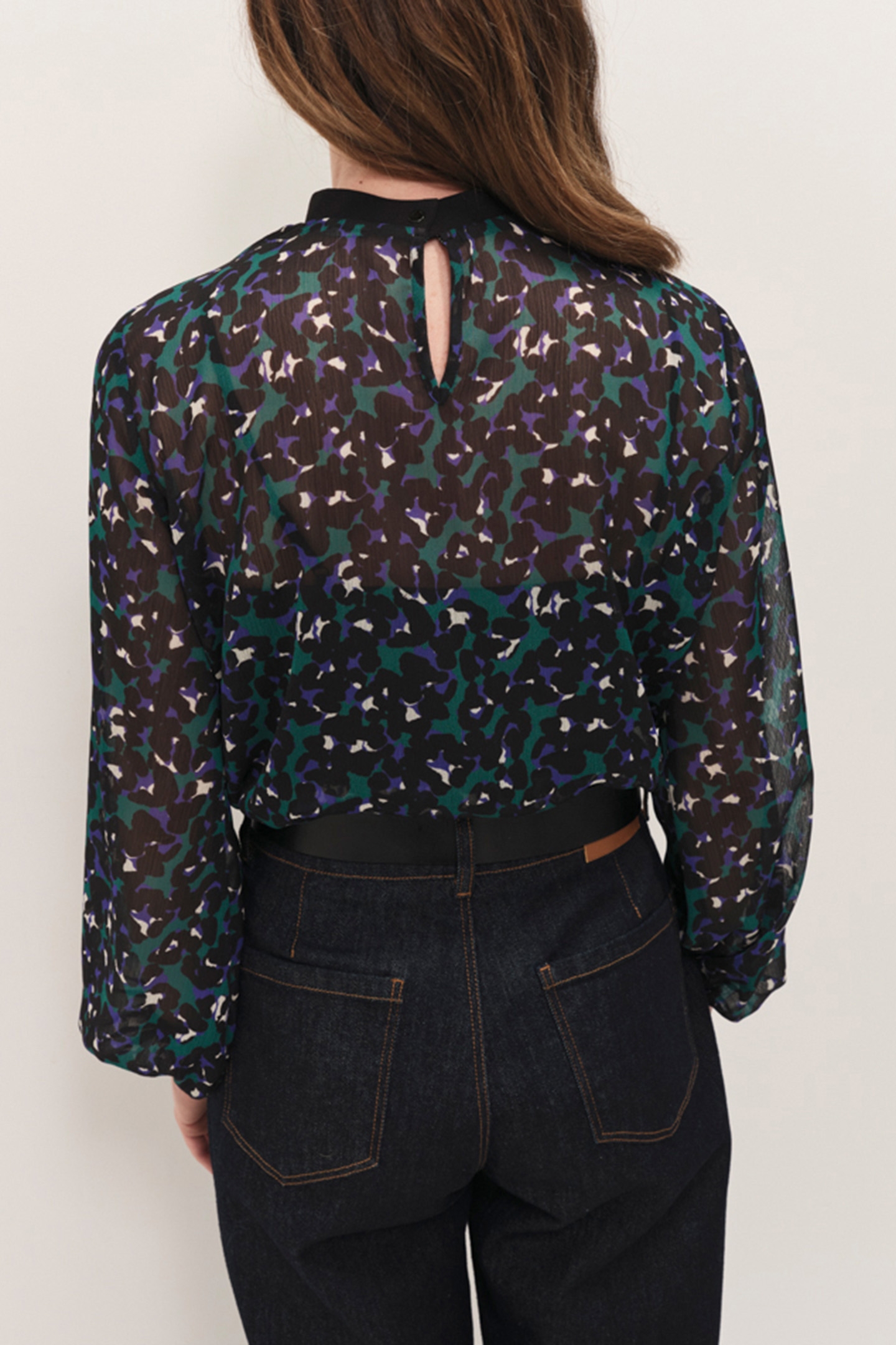 CAXIE - EVERGREEN BLOUSE WITH TACHIST PRINT 3