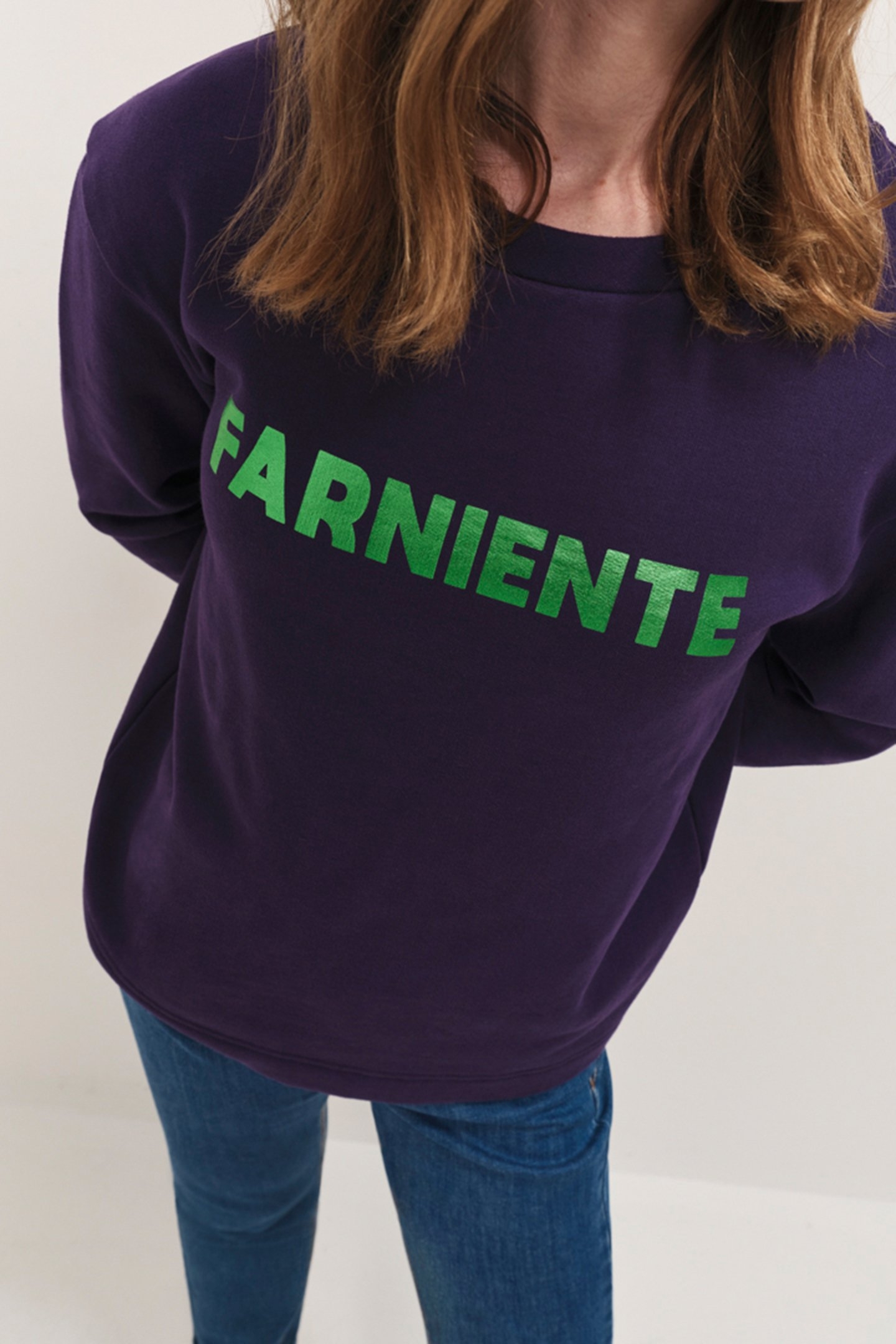 MAMOUR - PURPLE FLEECE SWEATSHIRT WITH METALLIC FOIL MESSAGE 4