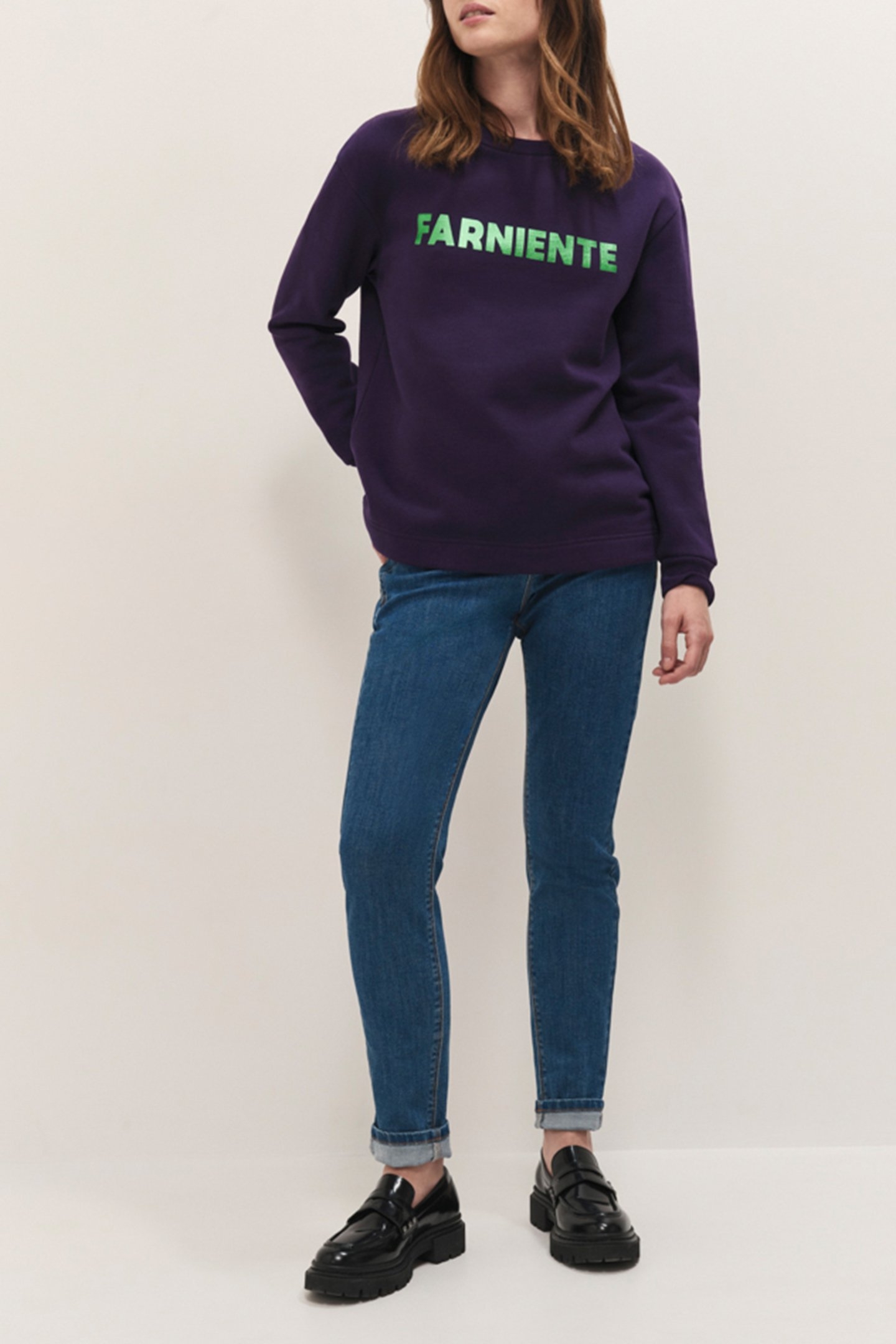 MAMOUR - PURPLE FLEECE SWEATSHIRT WITH METALLIC FOIL MESSAGE 3
