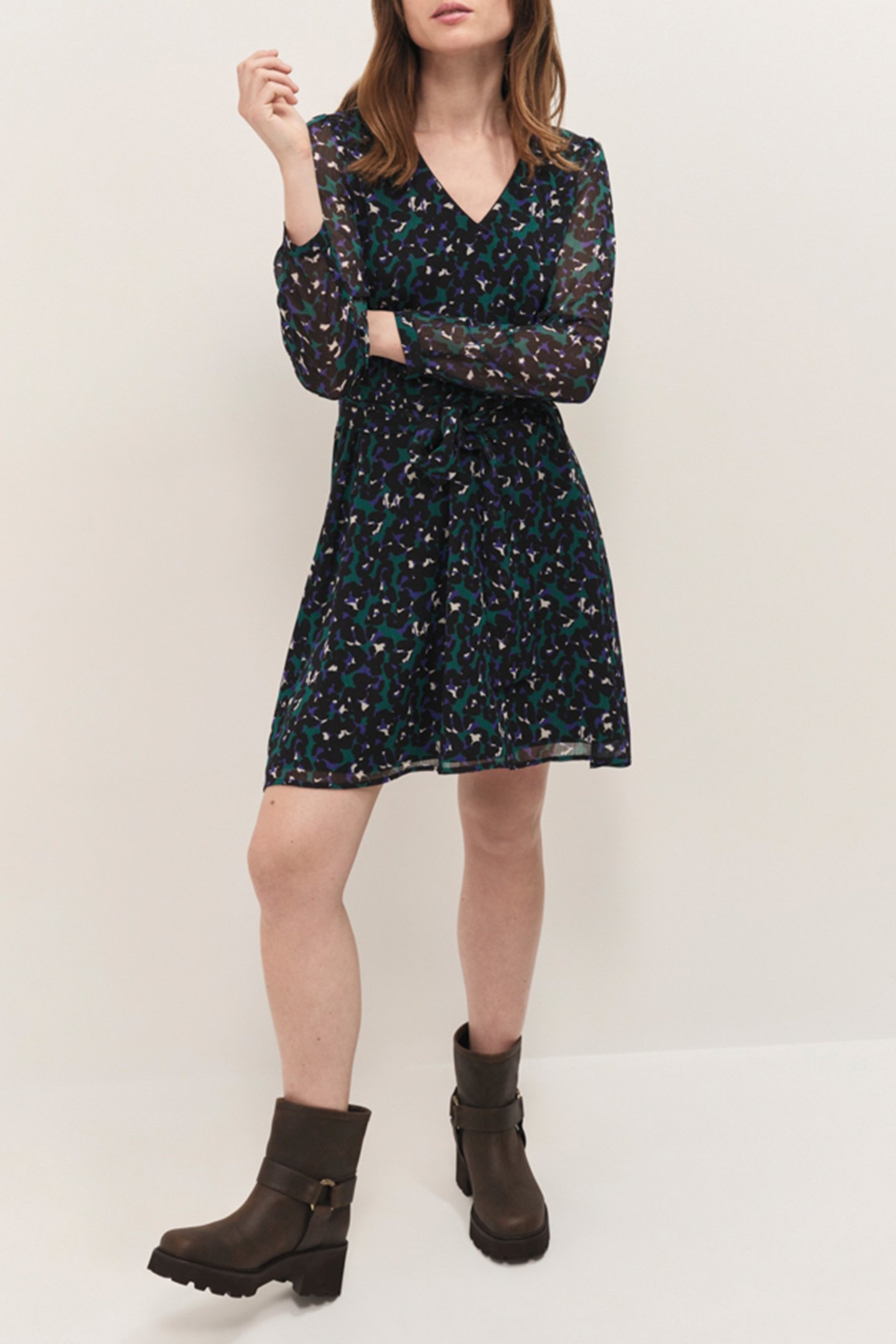 RAMI - EVERGREEN DRESS WITH TACHIST PRINT 3