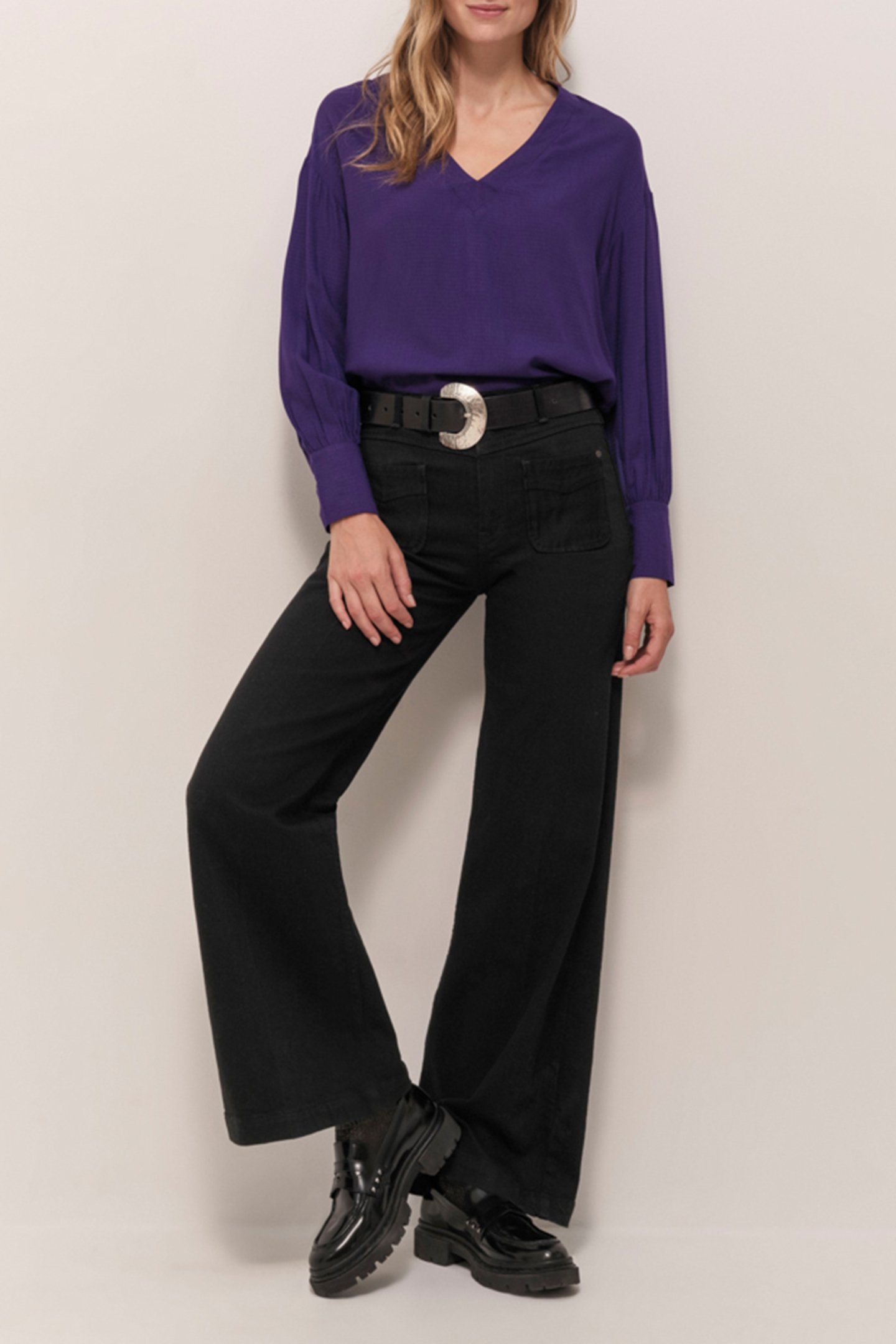CERES - FANCY JACQUARD PURPLE BLOUSE 3