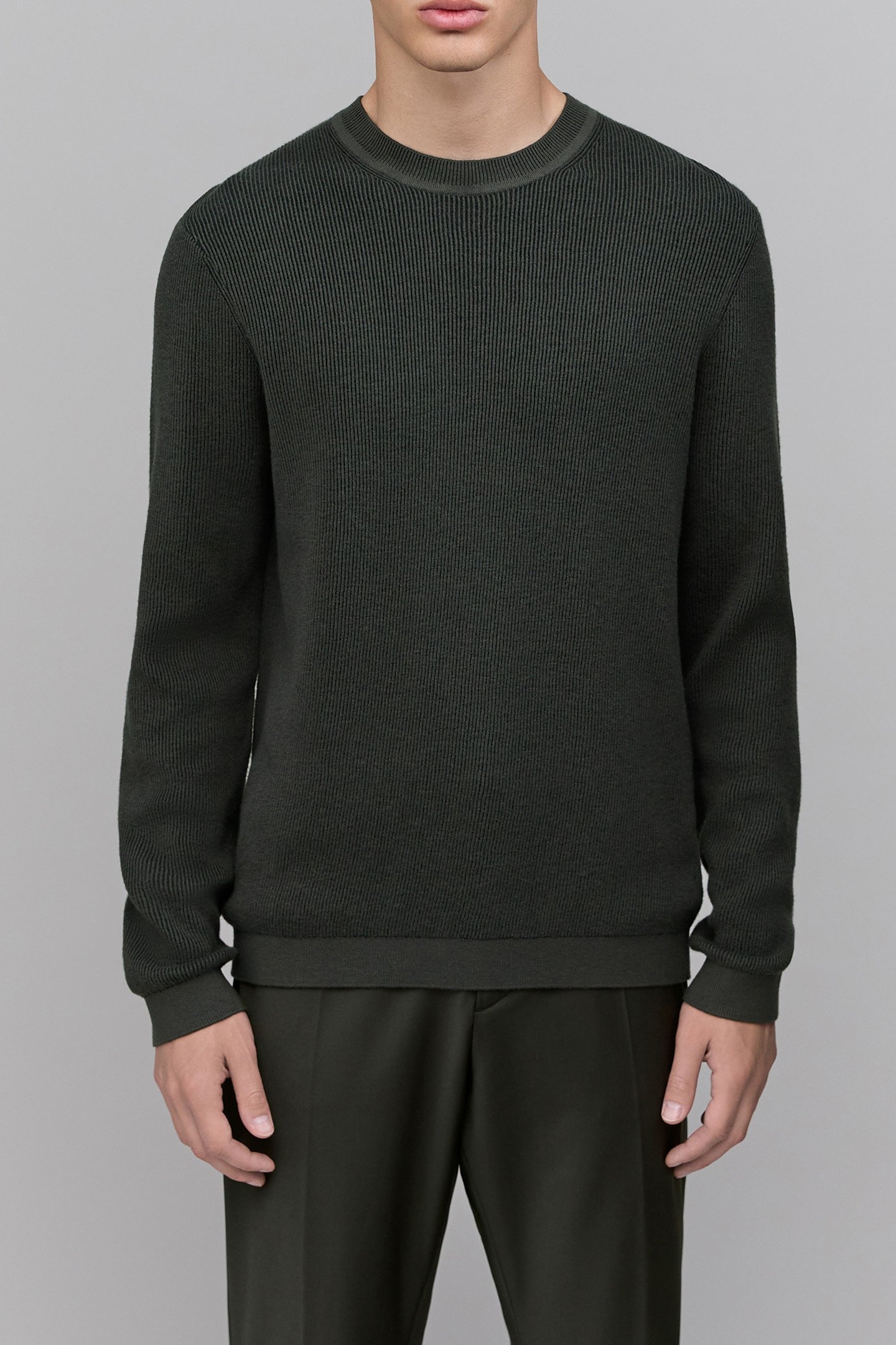 DRY FAST DARK GREEN VANISHED KNIT SWEATER 1
