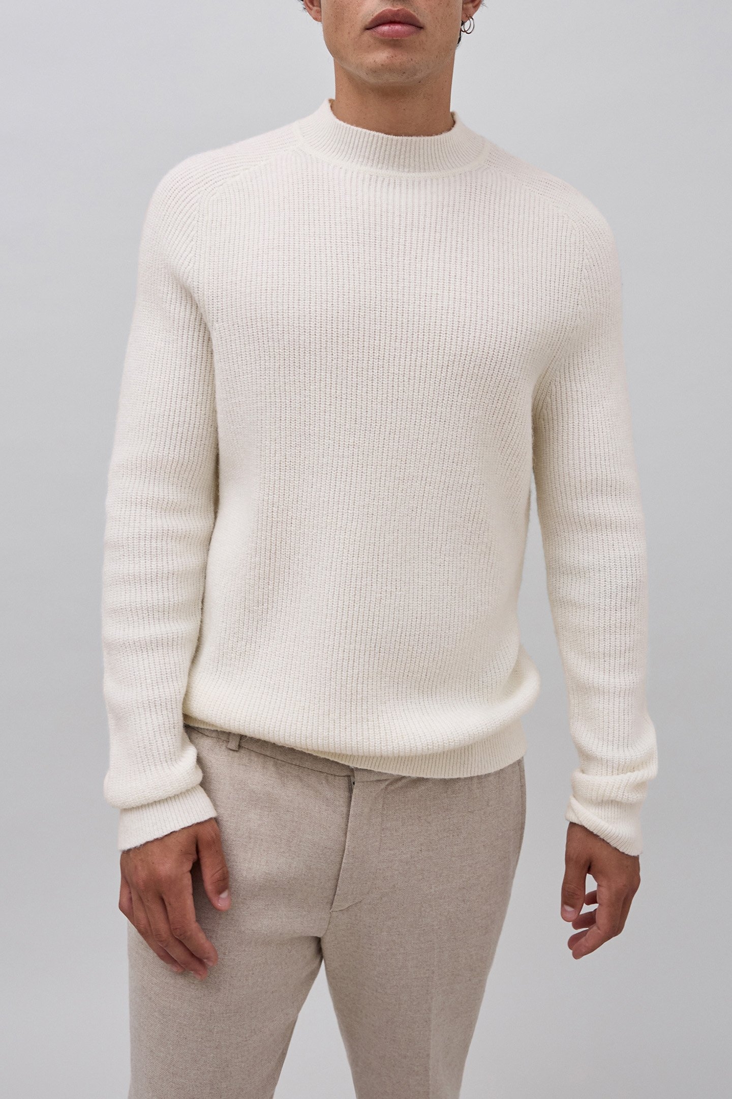 CHALK-KNIT MOCK-NECK SWEATER 1