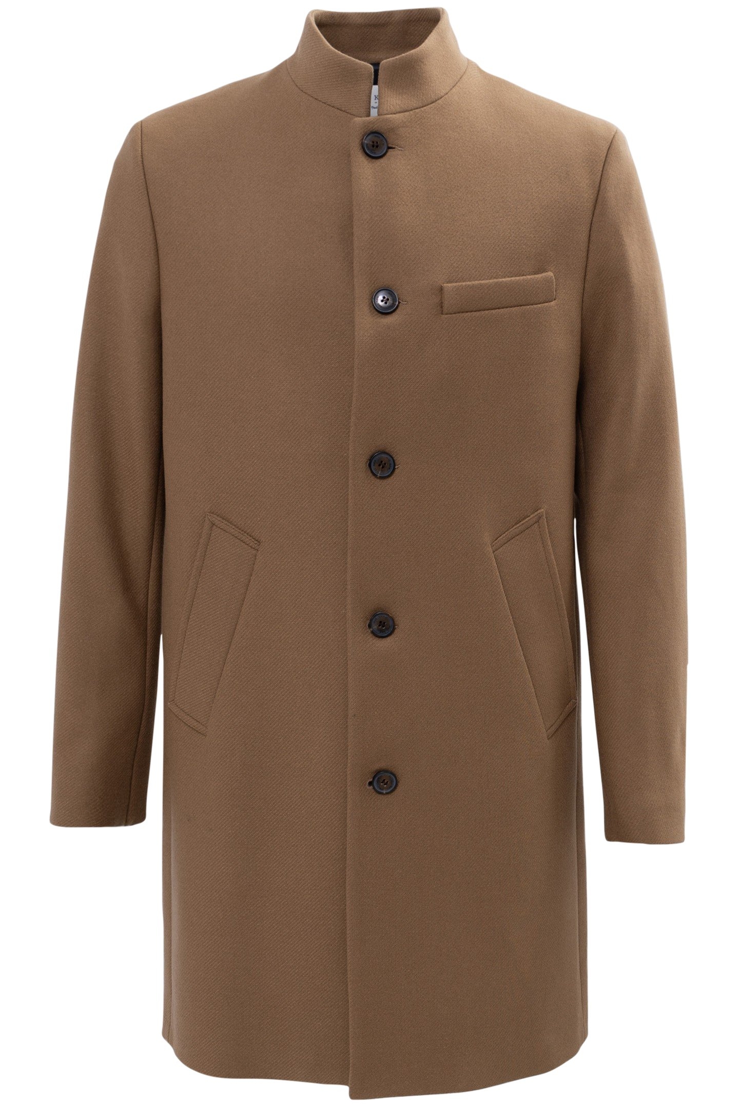 STRAIGHT BEIGE COAT WITH OFFICER'S COLLAR 4