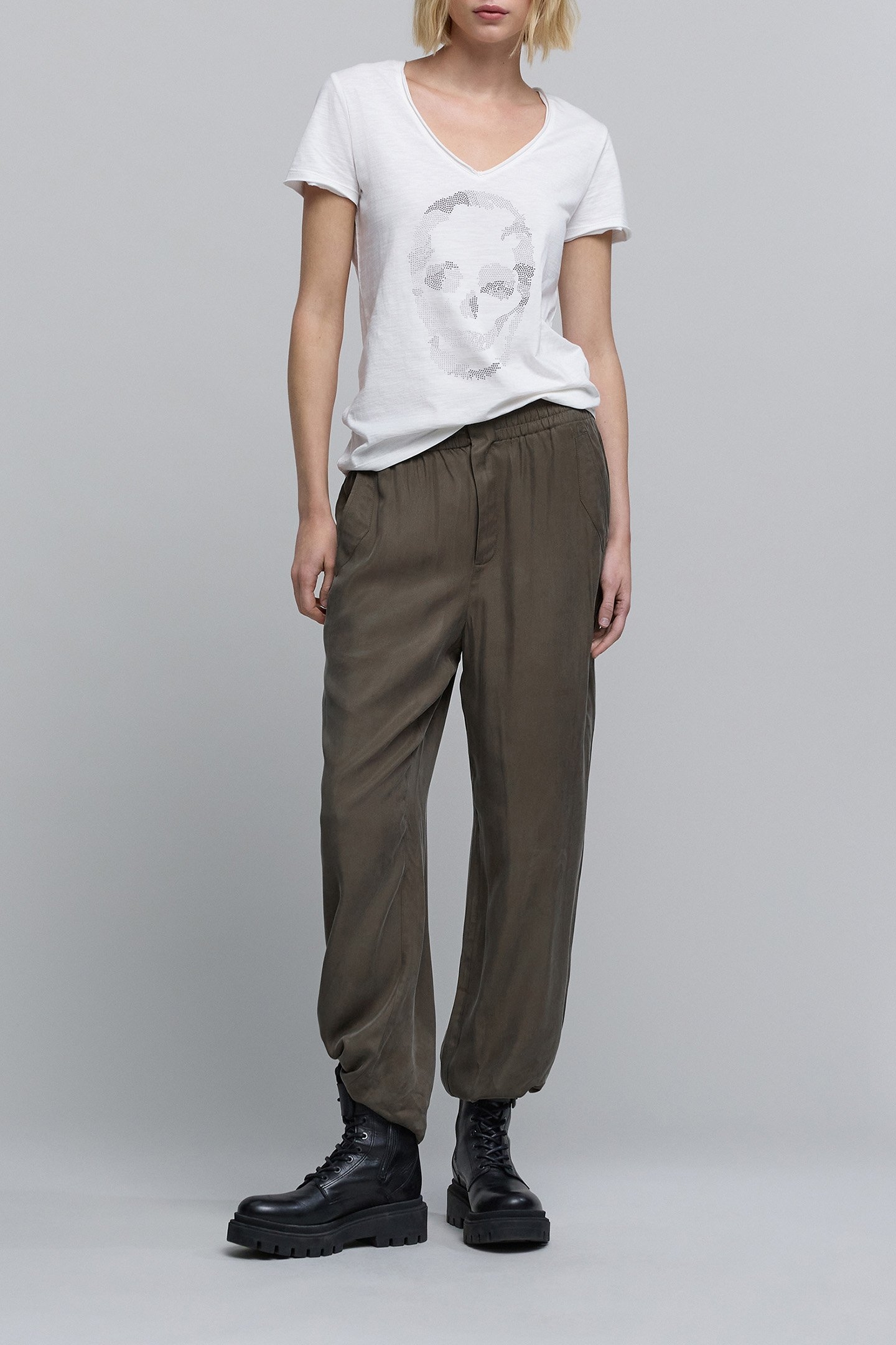 WHITE ORGANIC COTTON SKULL AND CROSSBONES T-SHIRT 3