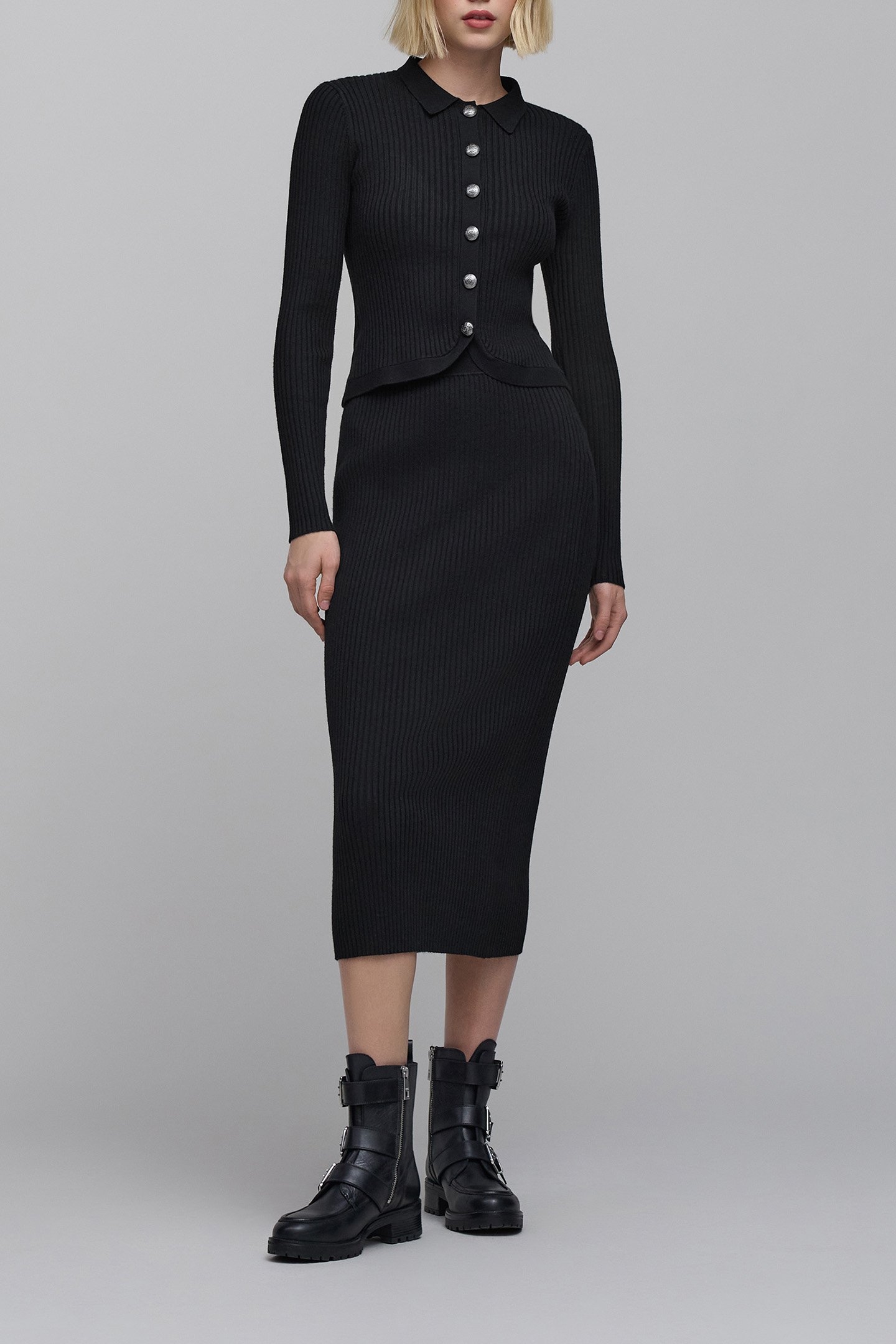 BLACK RIB-KNIT TUBE SKIRT 4