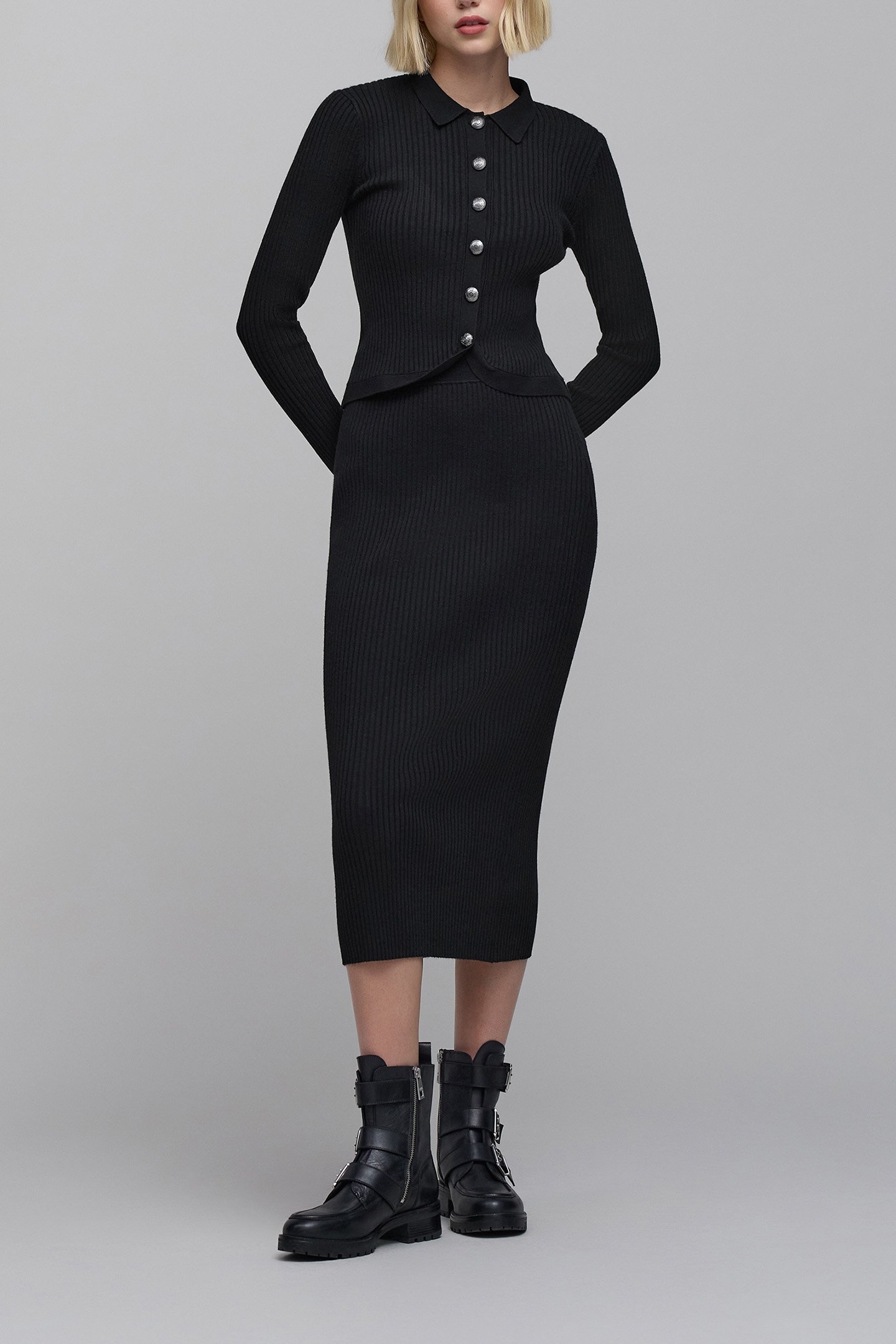 BLACK RIB-KNIT TUBE SKIRT 3