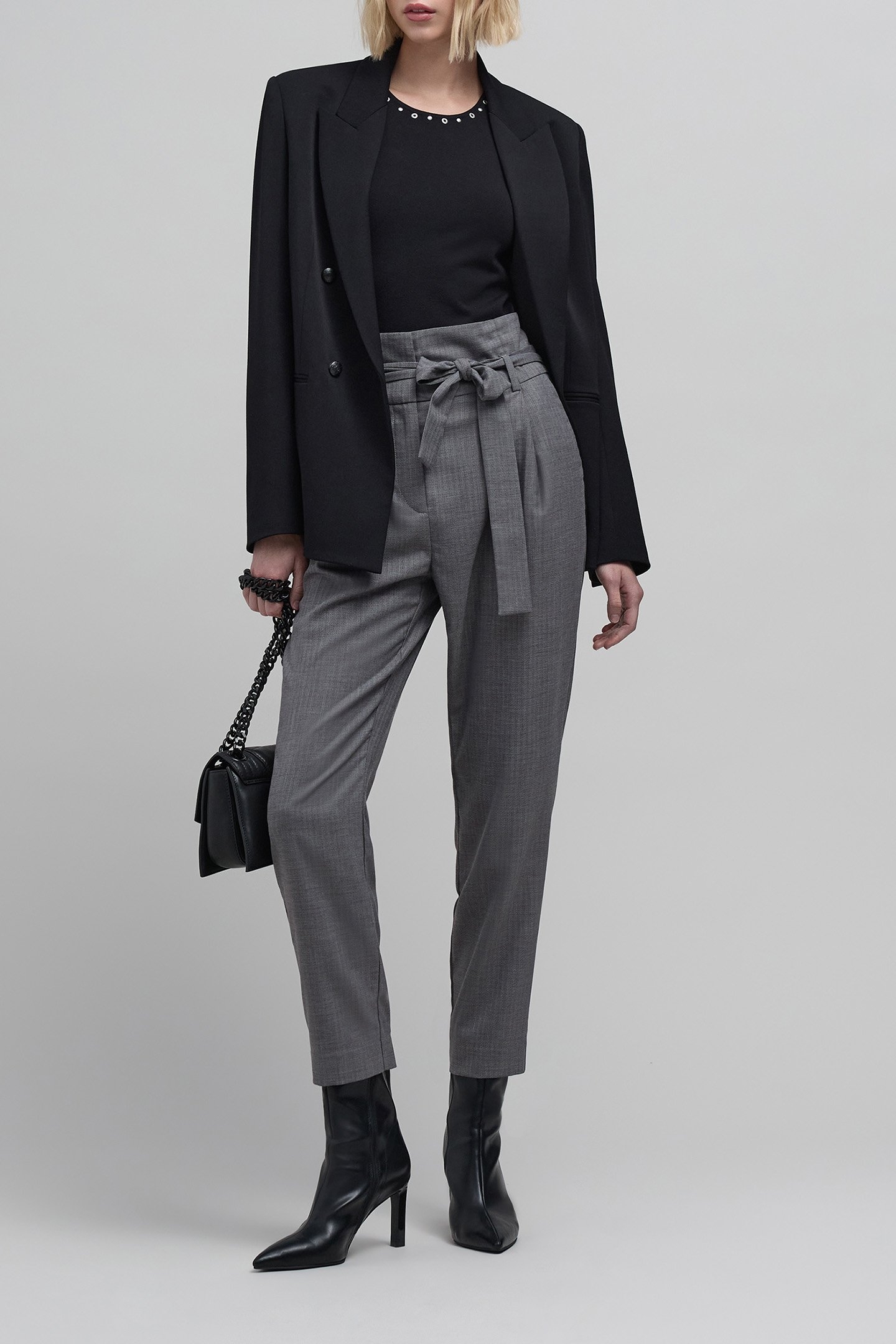 7/8TH GREY HERRINGBONE CARROT PANTS 5