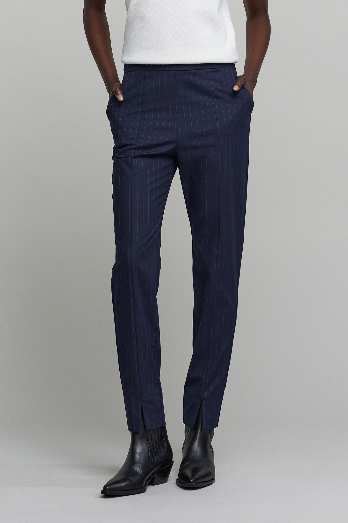 NAVY TENNIS STRIPE SUIT PANTS 1