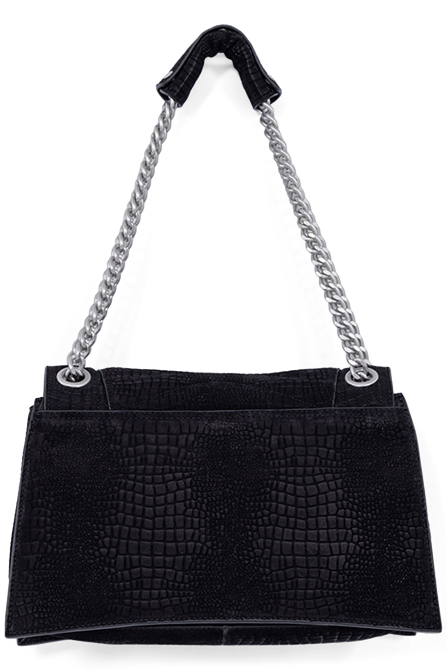 THE 1. BLACK CROCODILE-EFFECT EMBOSSED LEATHER BAG SIZE L 3