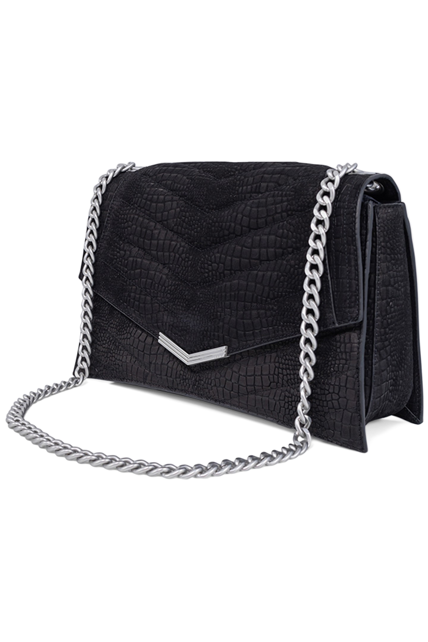 THE 1. BLACK CROCODILE-EFFECT EMBOSSED LEATHER BAG SIZE L 4