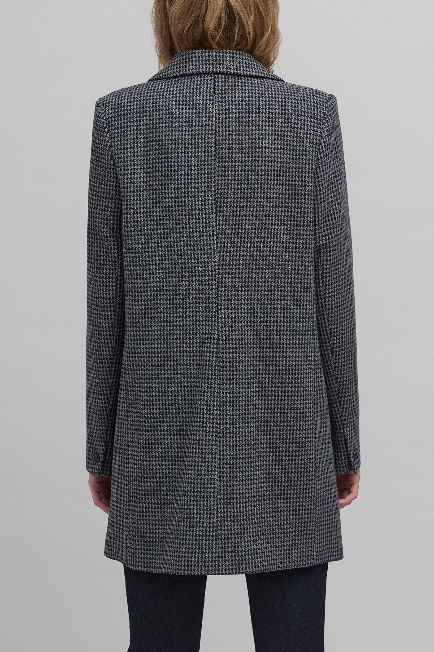 METALLIC HOUNDSTOOTH PATTERN BLACK STRAIGHT COAT 2