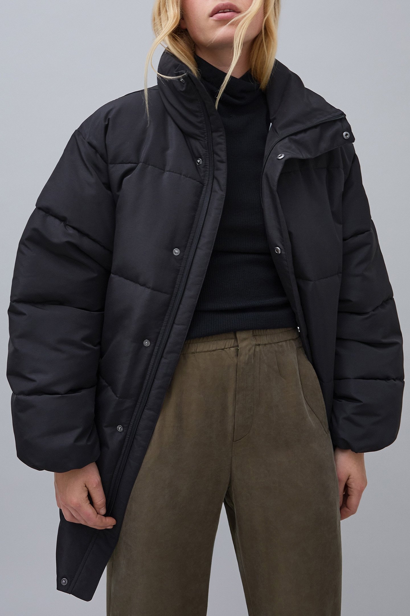 BLACK SATIN LOOSE-FIT JACKET 1