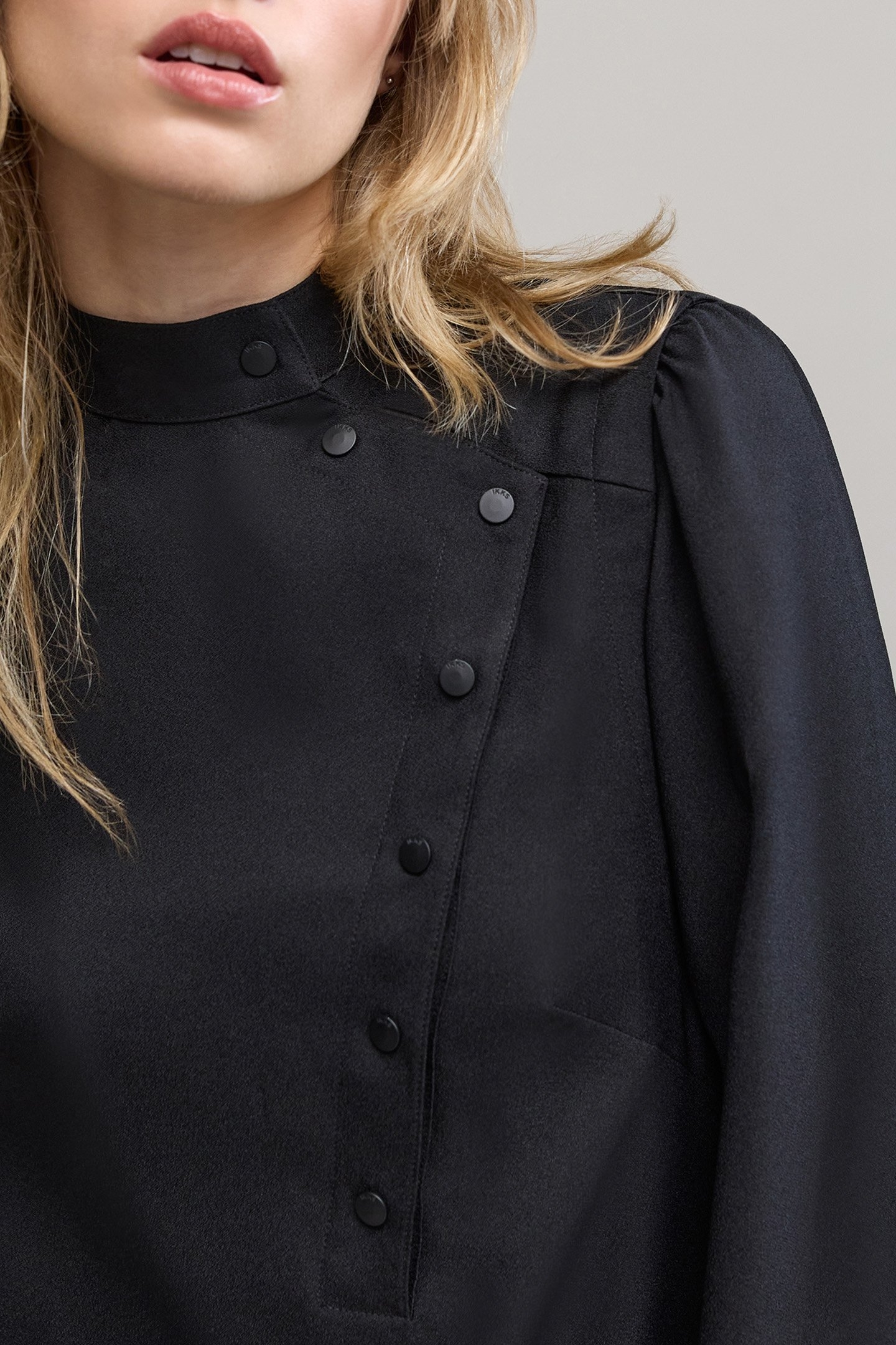 BLACK DRESS WITH ASYMMETRICAL CLOSURE 6