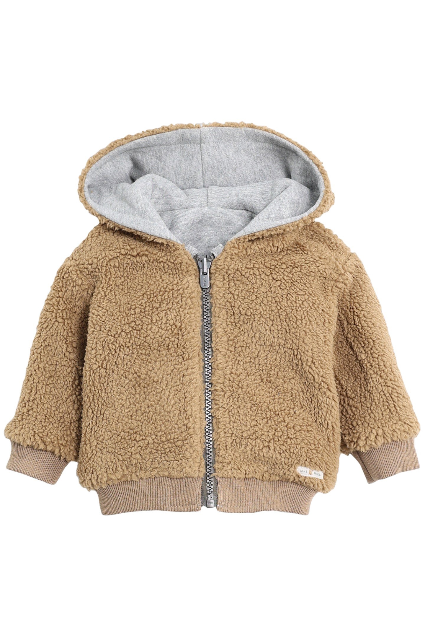 GREY SHERPA CAMEL FLEECE REVERSIBLE CARDIGAN BABY BOY 2