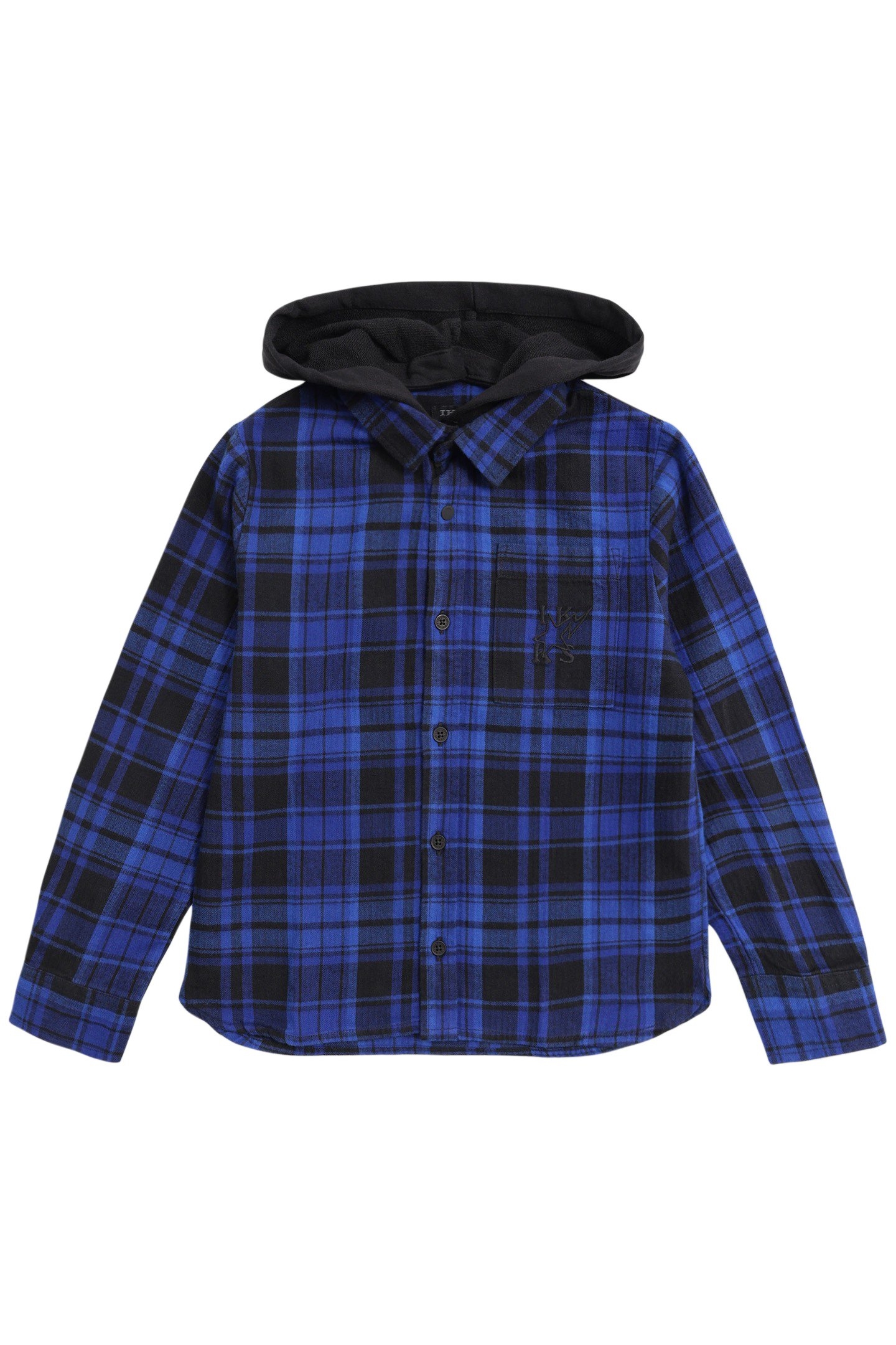 BLUE PLAID SHIRT WITH REMOVABLE BOY'S HOOD 1