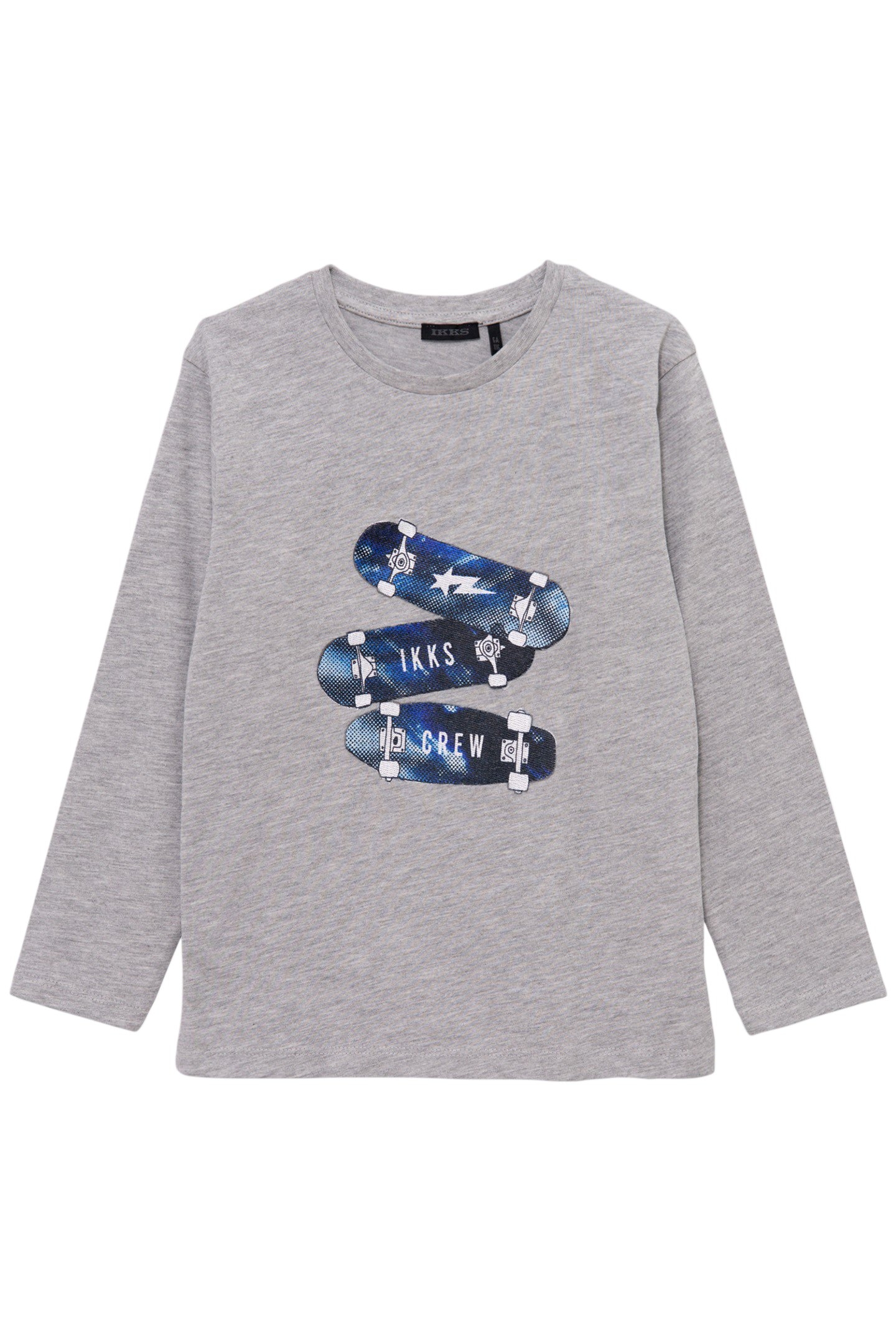 BOY'S GREY ORGANIC COTTON T-SHIRT WITH SKATEBOARD BADGES 1