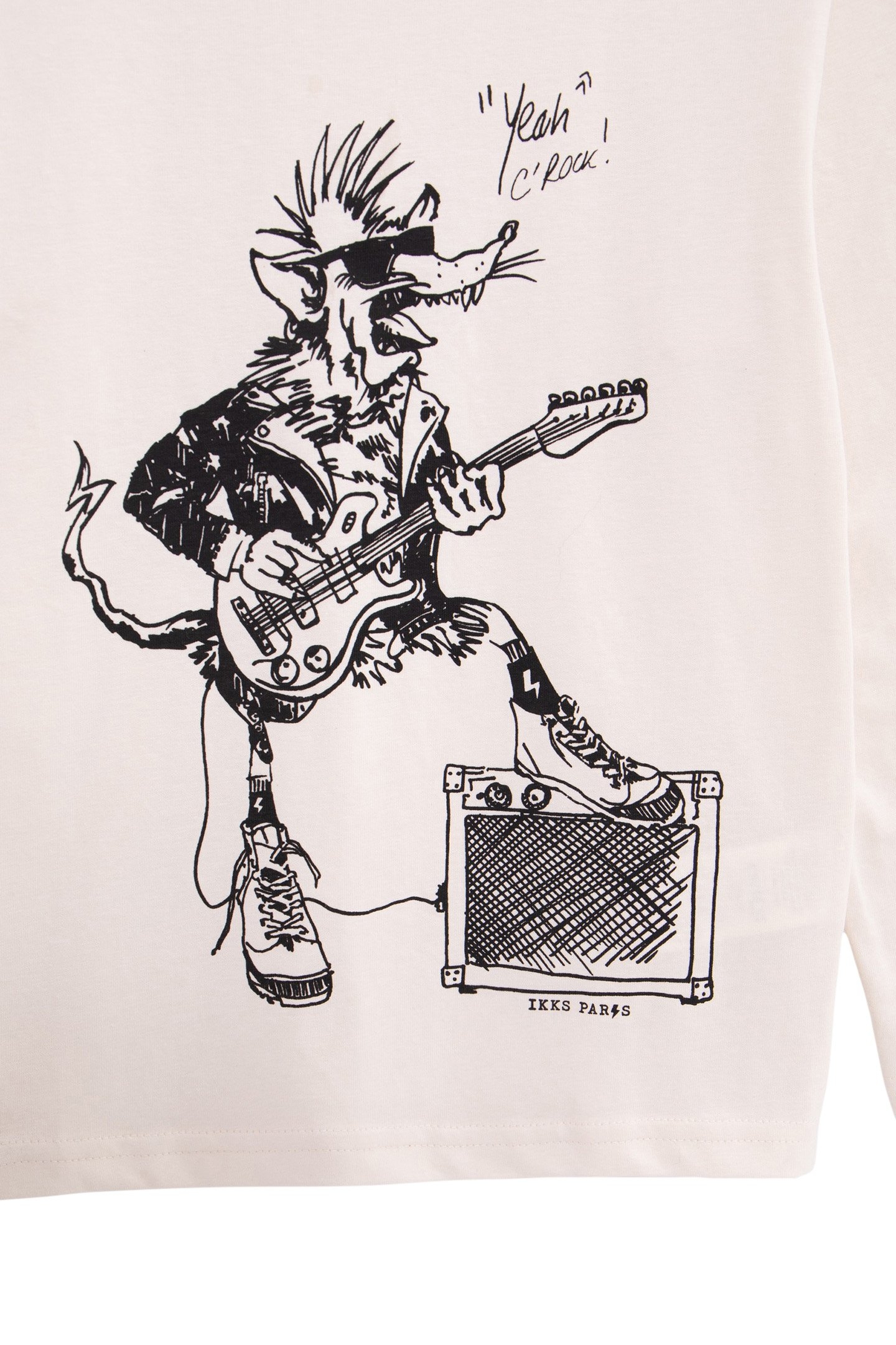 ECRU ORGANIC COTTON T-SHIRT BOY RAT-ROCKER DESIGN 5