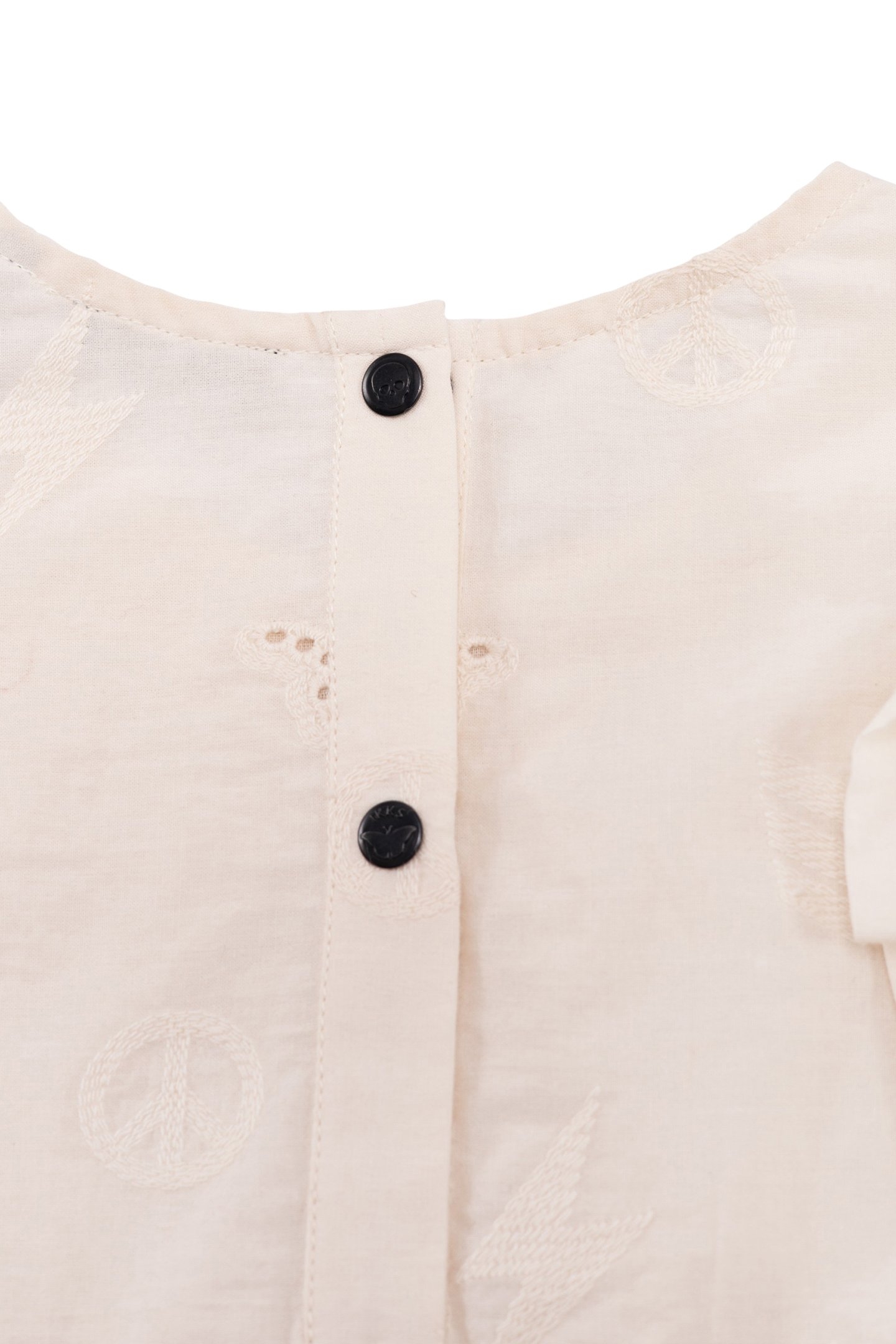 BLOUSE ECRU BRODERIE ANGLAISE MOTIFS ARMY FILLE 4