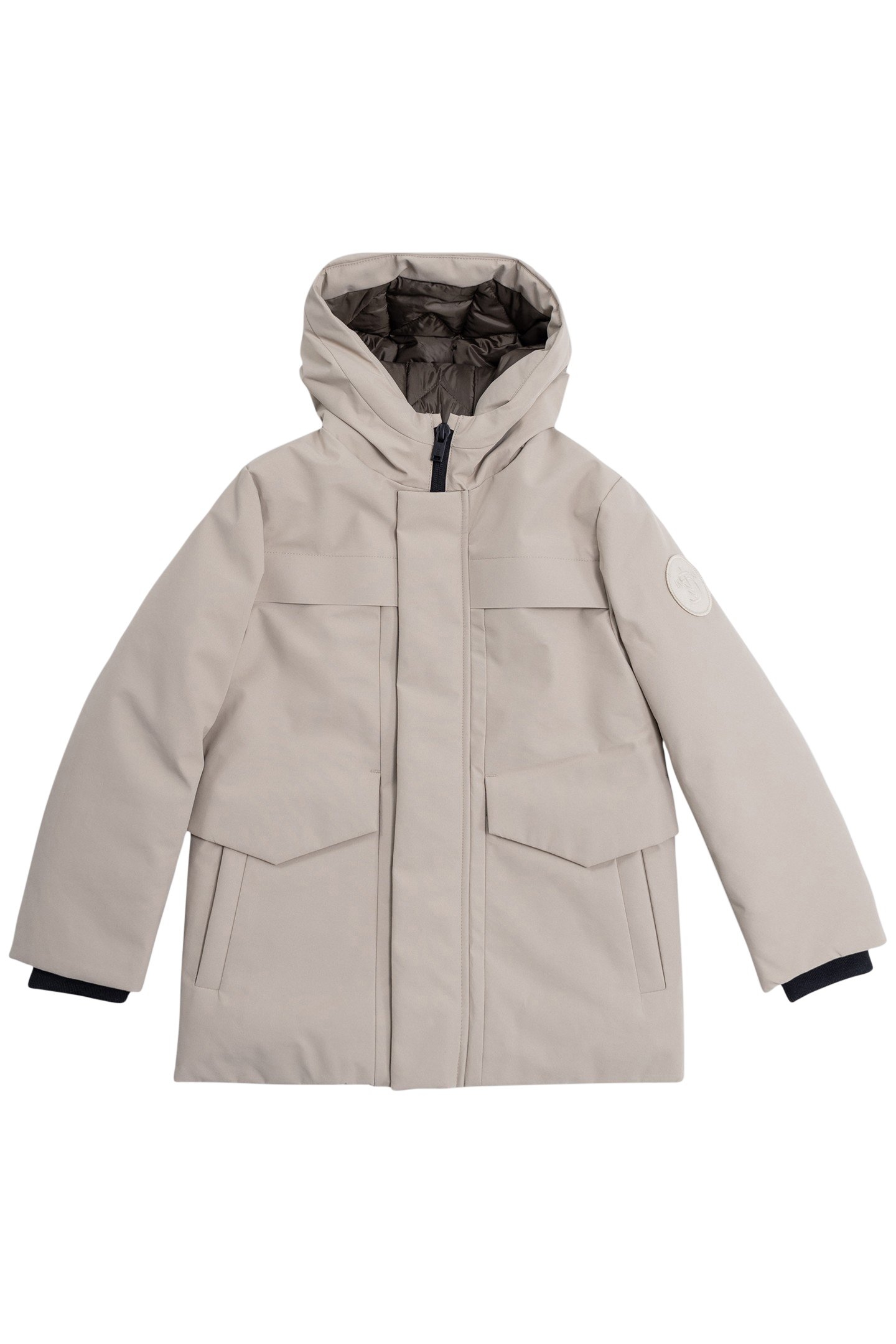 BOY'S RECYCLED BEIGE PARKA WITH MAGNETIC FASTENING 1