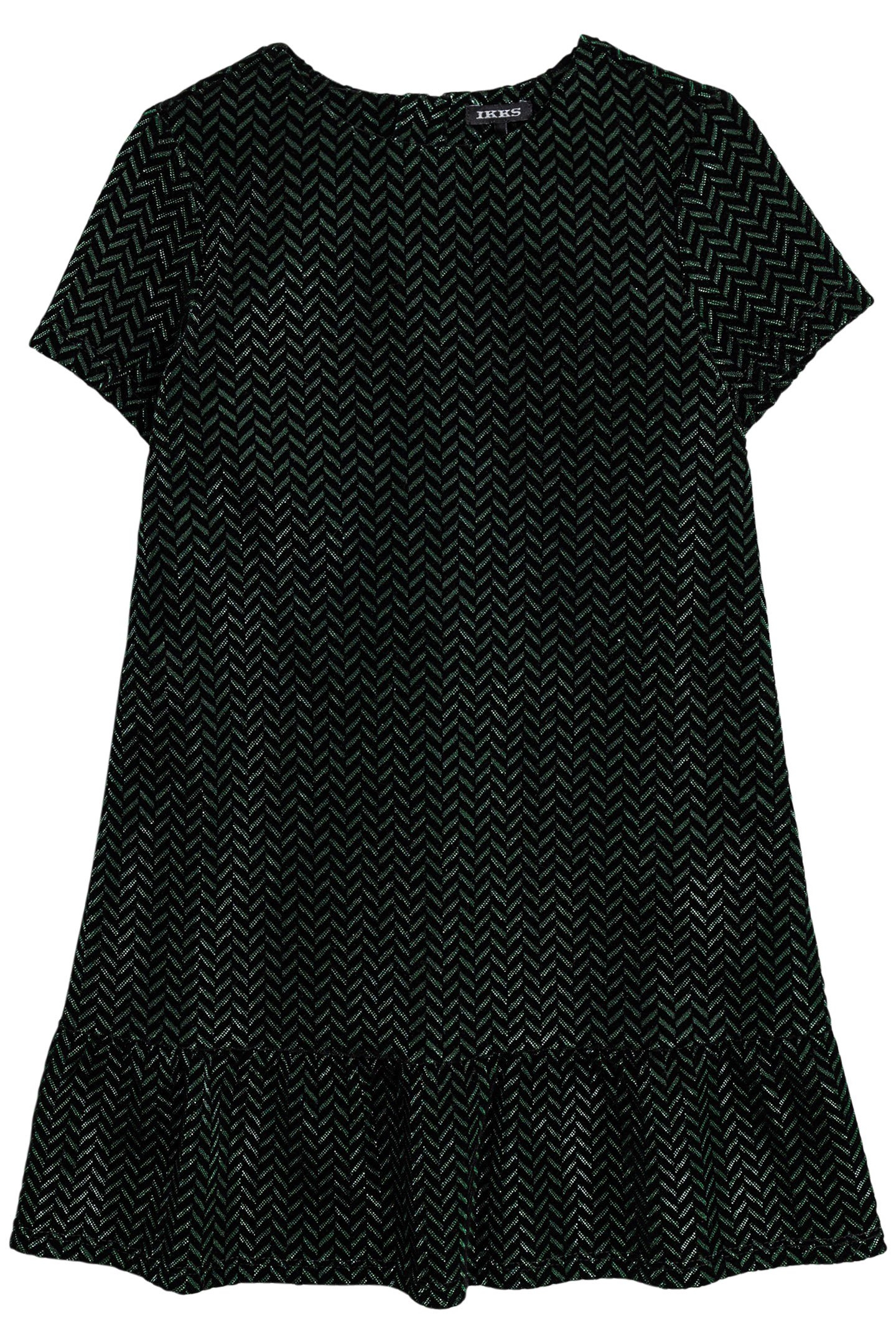GIRL'S BLACK VELVET HERRINGBONE PATTERN LUREX DRESS 1