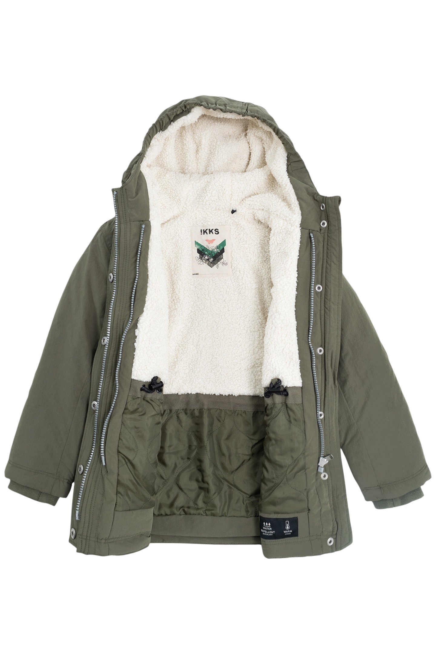 GIRL'S 3-IN-1 KHAKI PARKA WITH SILVER QUILTED DOWN JACKET 4