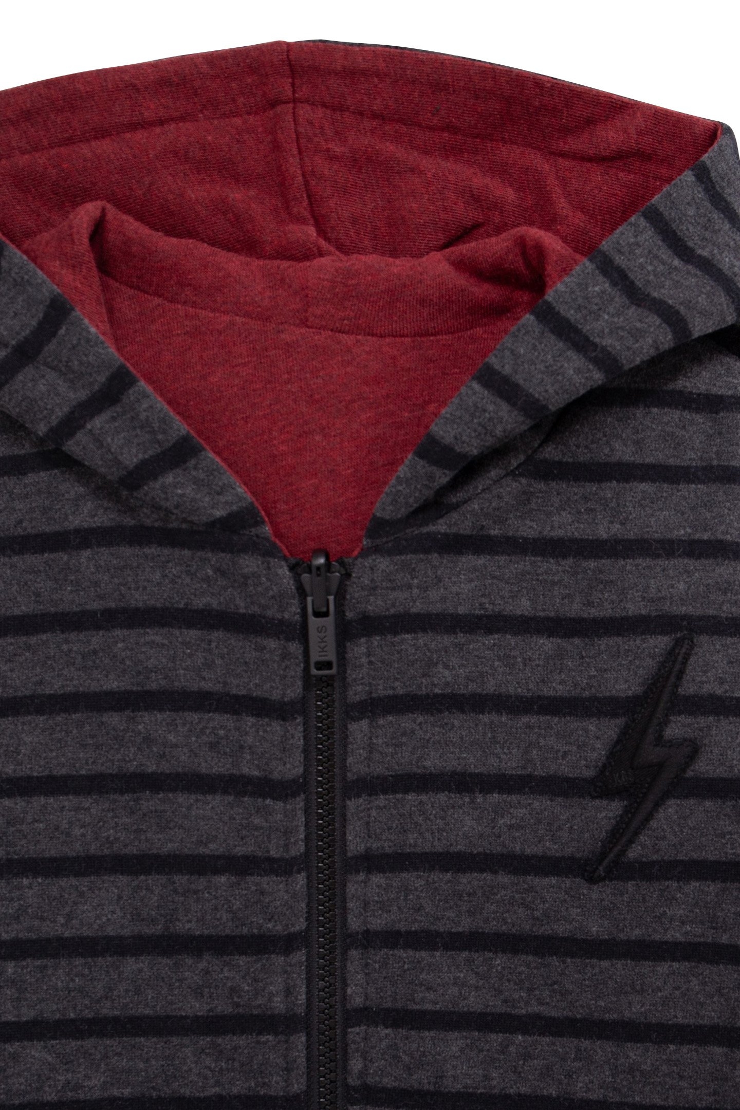 BOY'S REVERSIBLE BURGUNDY AND BLACK STRIPED CARDIGAN 4