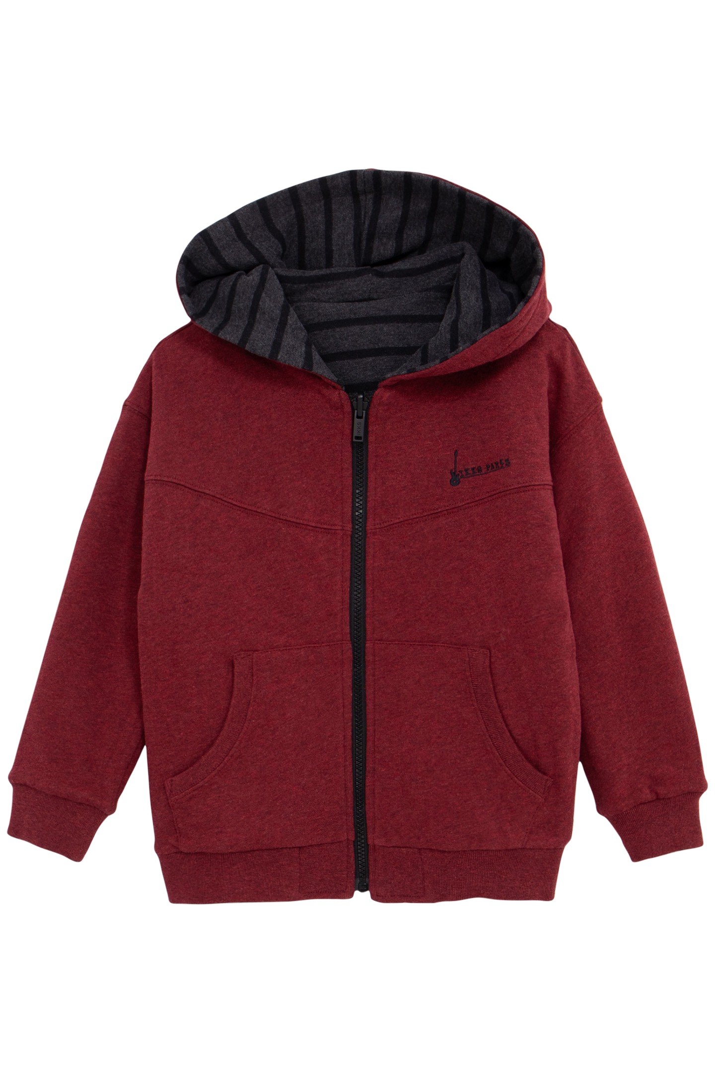 BOY'S REVERSIBLE BURGUNDY AND BLACK STRIPED CARDIGAN 3