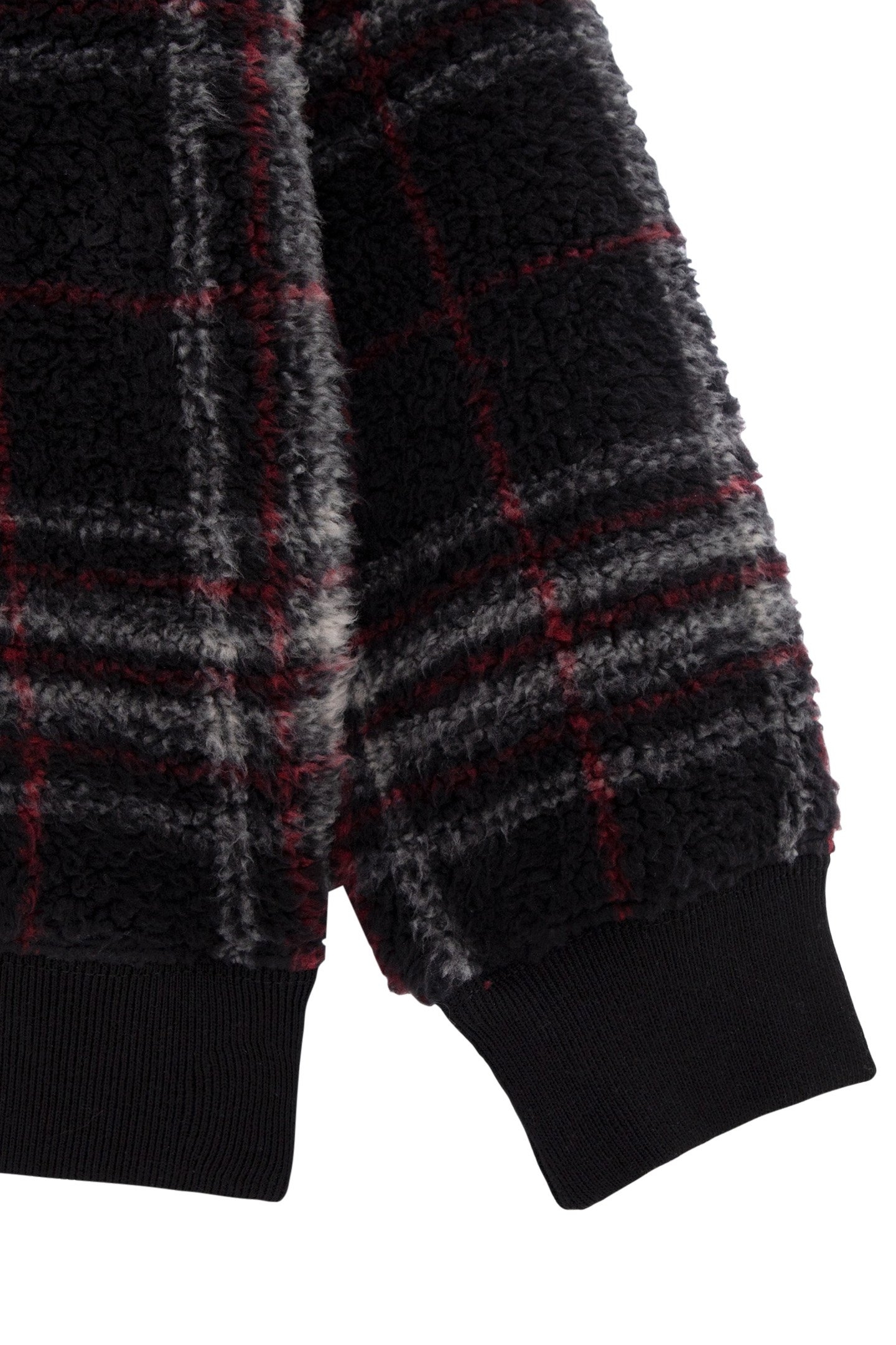 BOY'S BLACK RECYCLED SHERPA PLAID SWEATSHIRT 4
