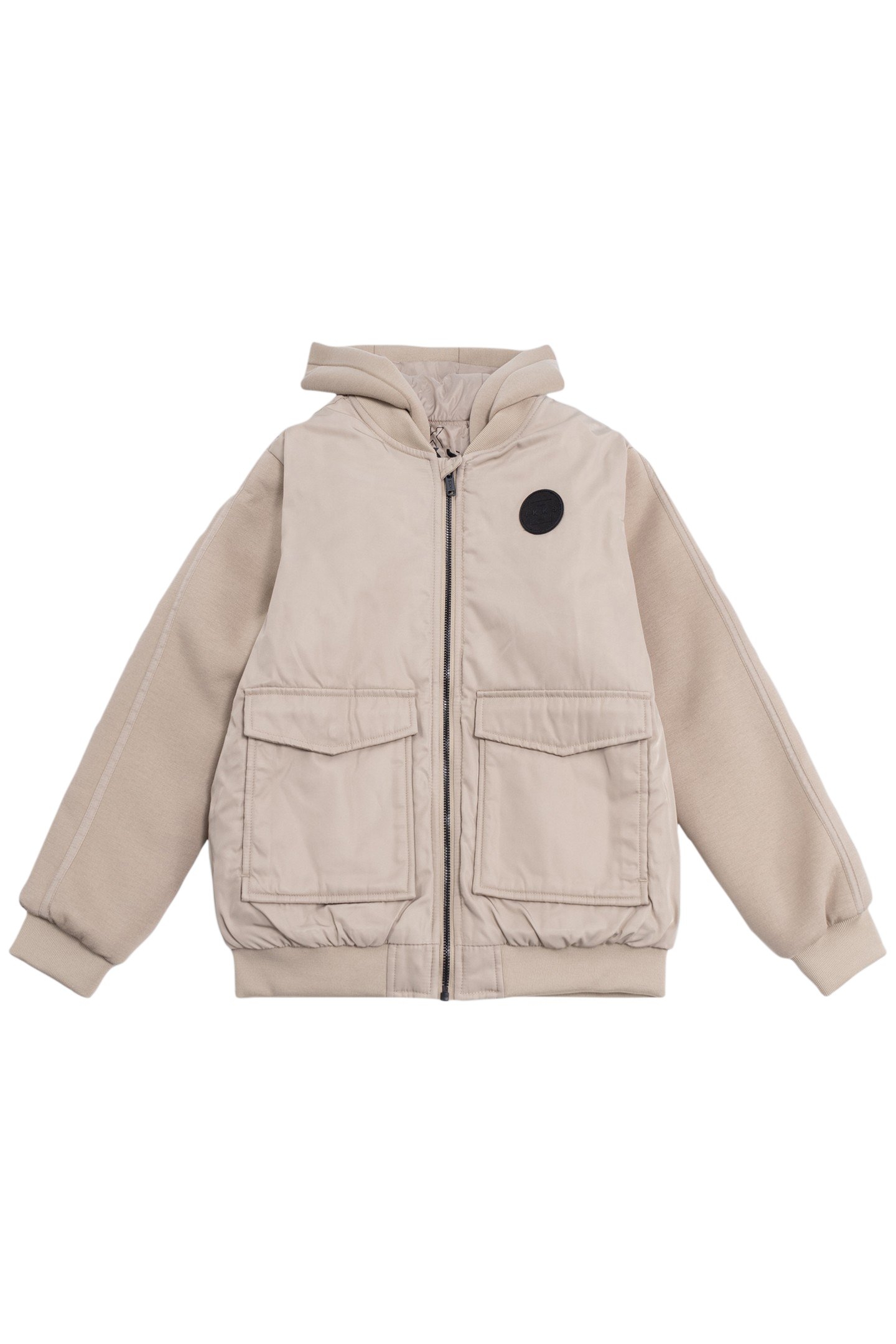 BEIGE TWO-PLY HOODED JACKET FOR BOYS 1