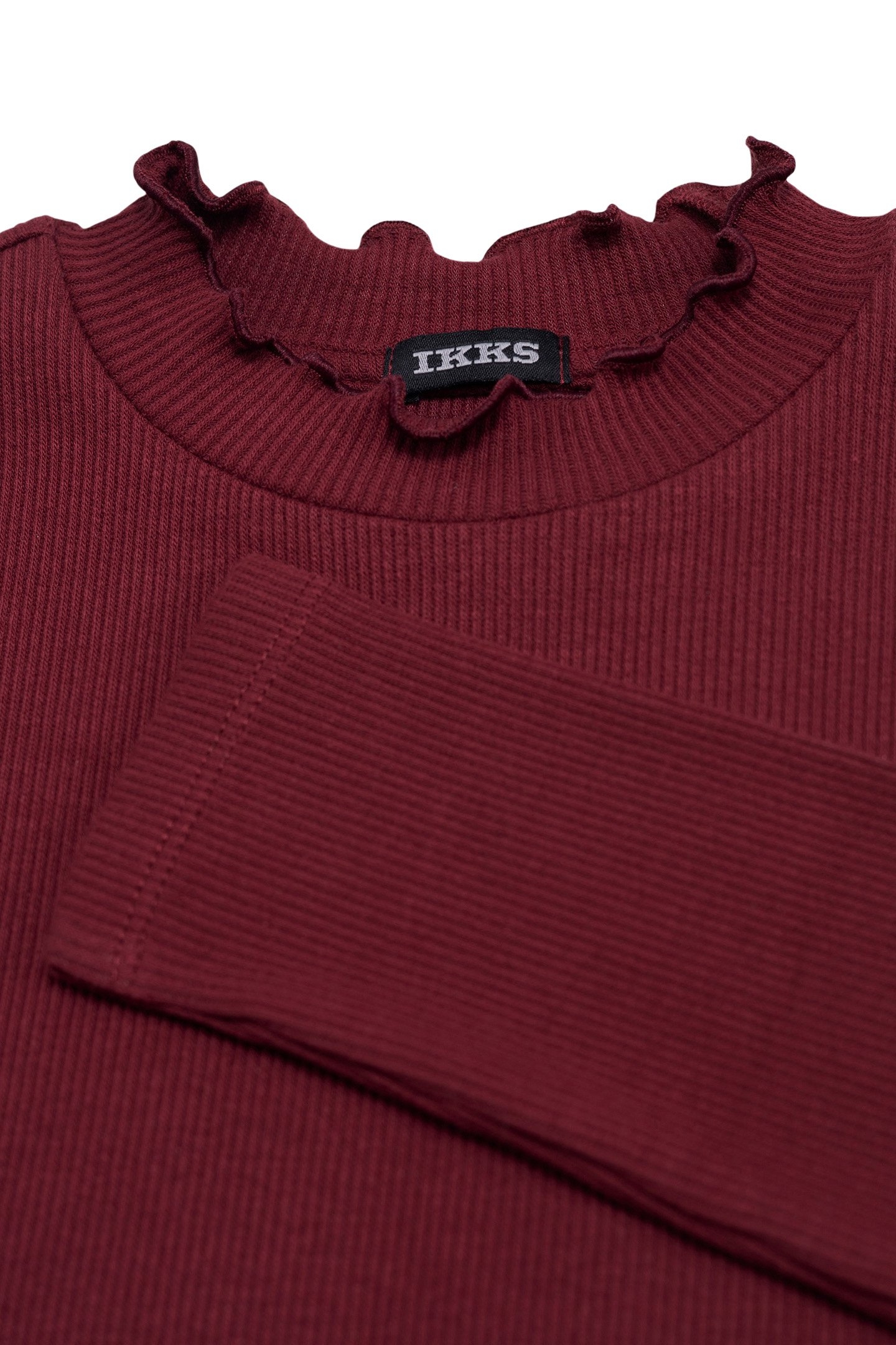 GIRLS' BURGUNDY RIB-KNIT T-SHIRT 6