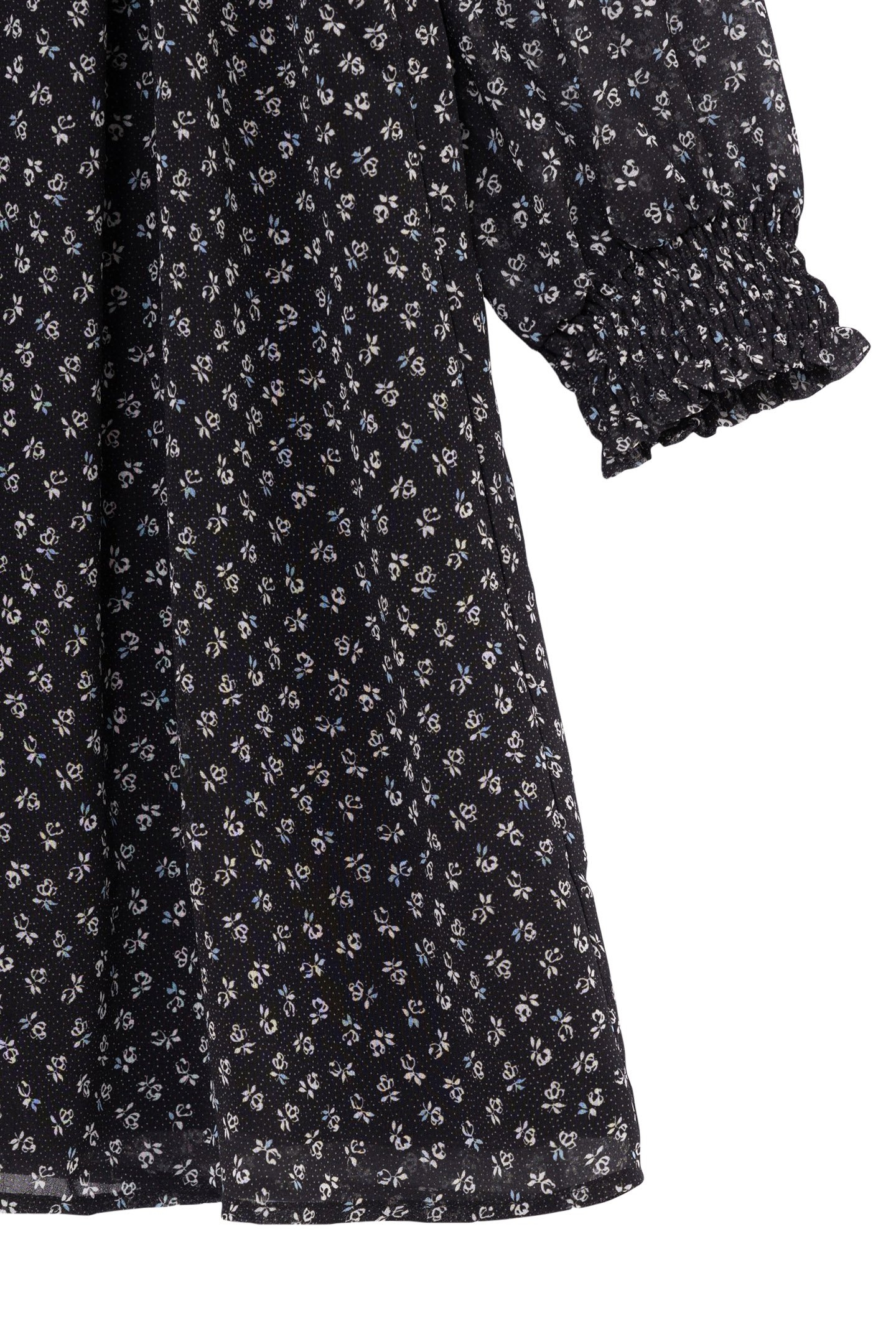 GIRL'S BLACK FLORAL-PRINT MICRO-POIS DRESS 4