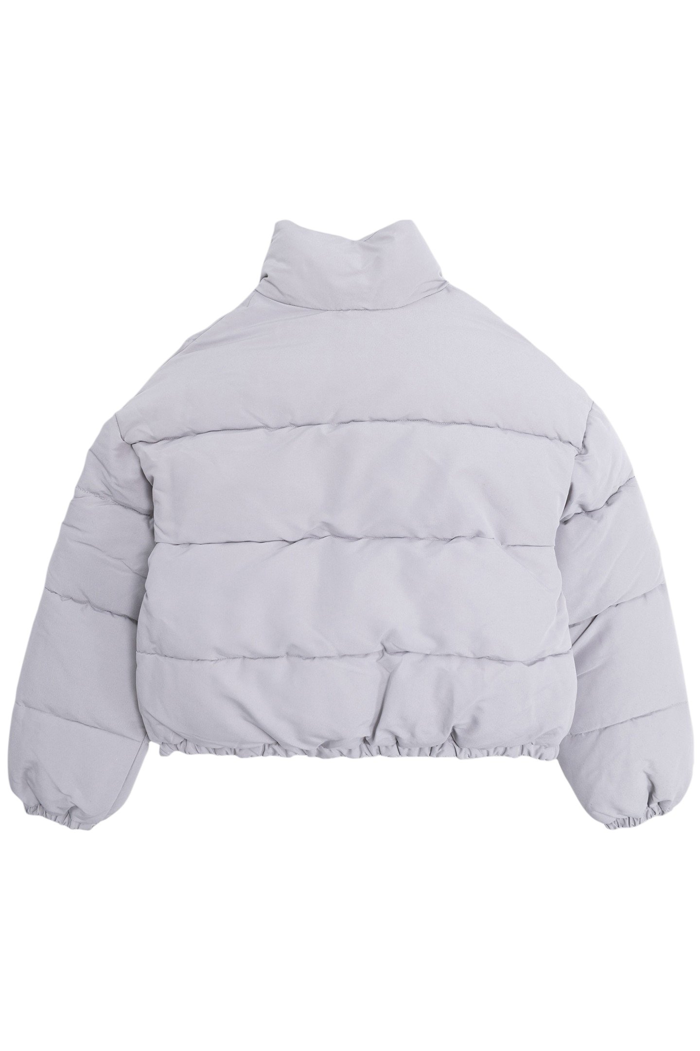 GIRL'S SHORT RECYCLED GREY QUILTED DOWN JACKET 2